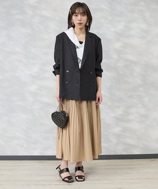 【FONT LAB】フェイクレザーランダムプリーツスカート