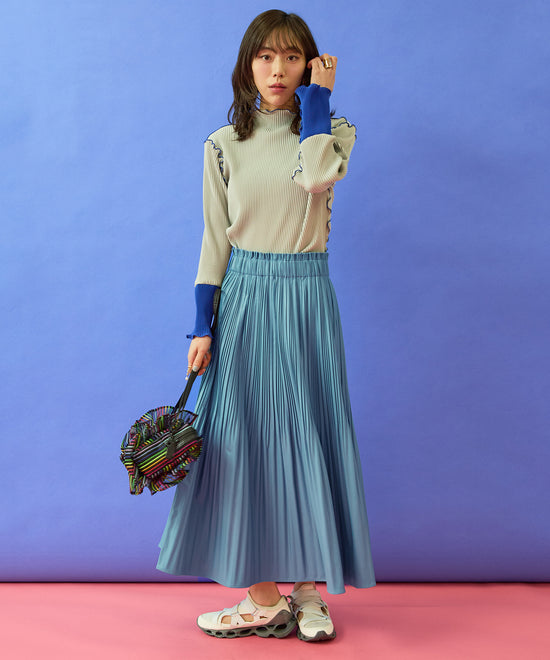 【FONT LAB】フェイクレザーランダムプリーツスカート