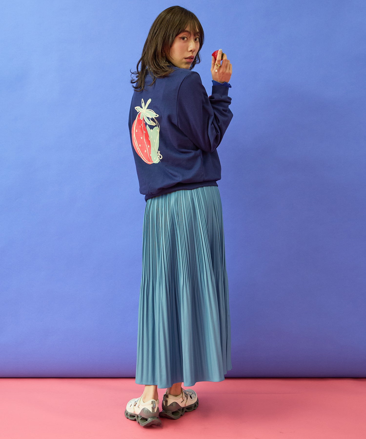 【FONT LAB】フェイクレザーランダムプリーツスカート