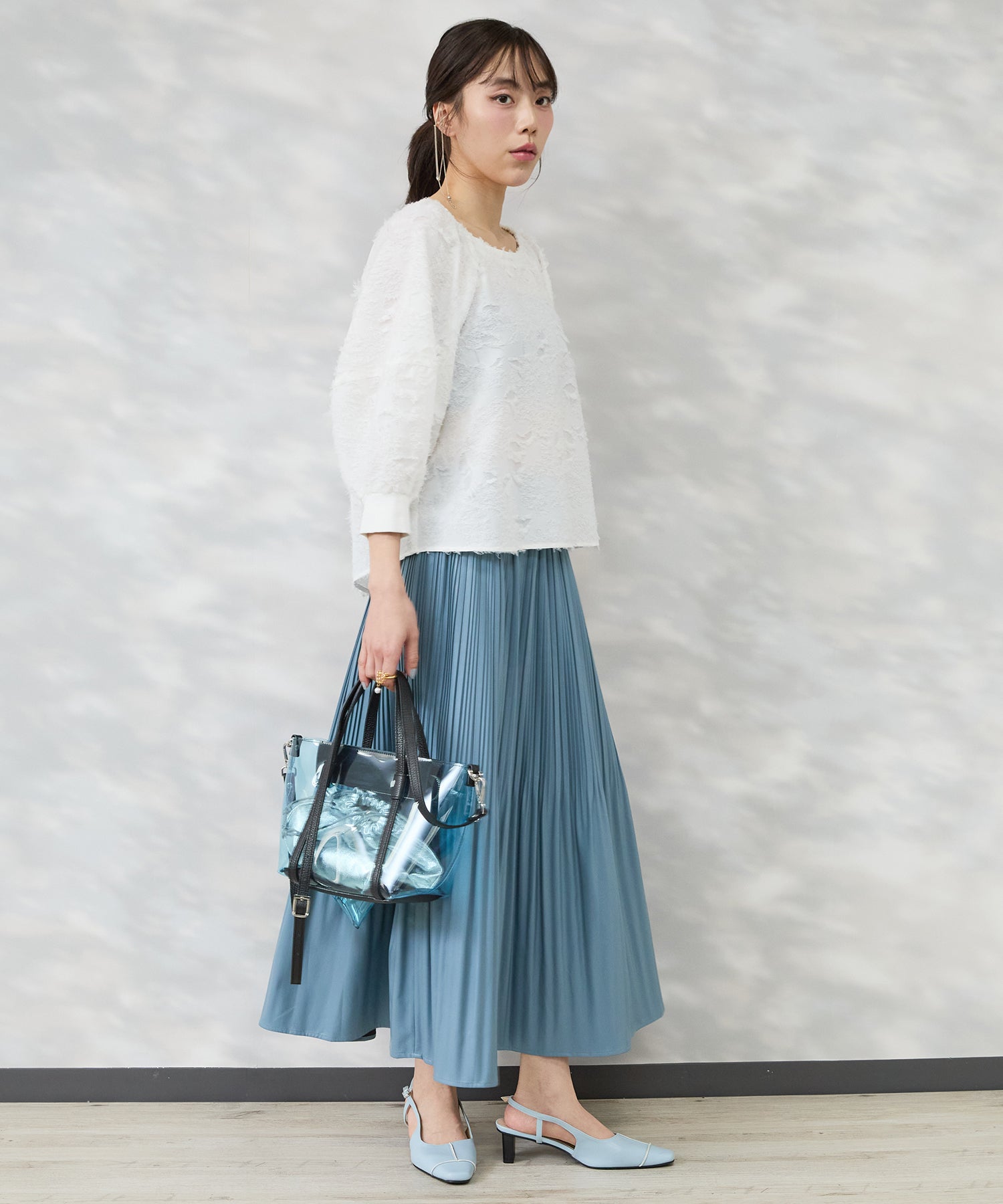 【FONT LAB】フェイクレザーランダムプリーツスカート