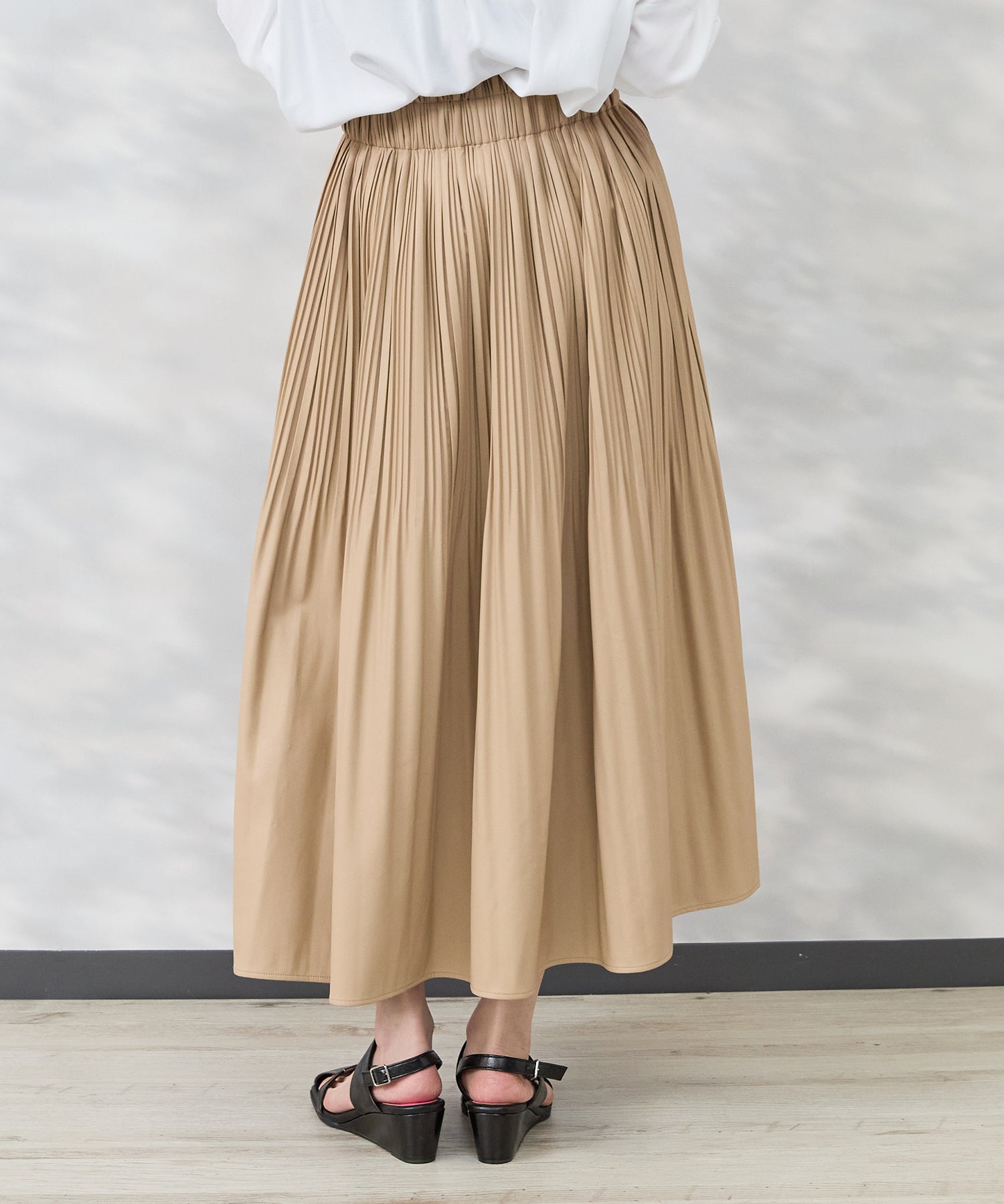 【FONT LAB】フェイクレザーランダムプリーツスカート