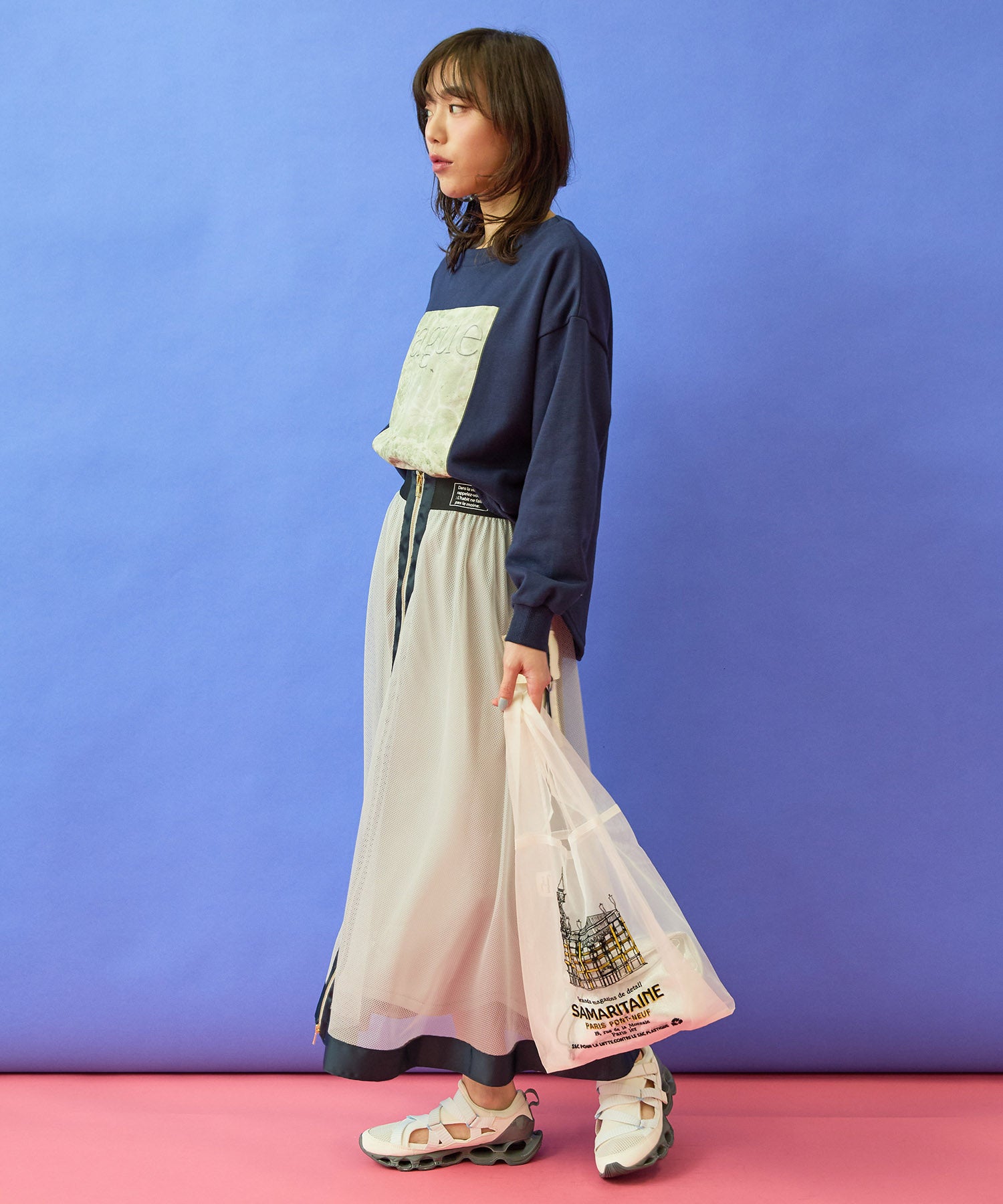 【FONT LAB】フロントZIPメッシュカーゴスカート