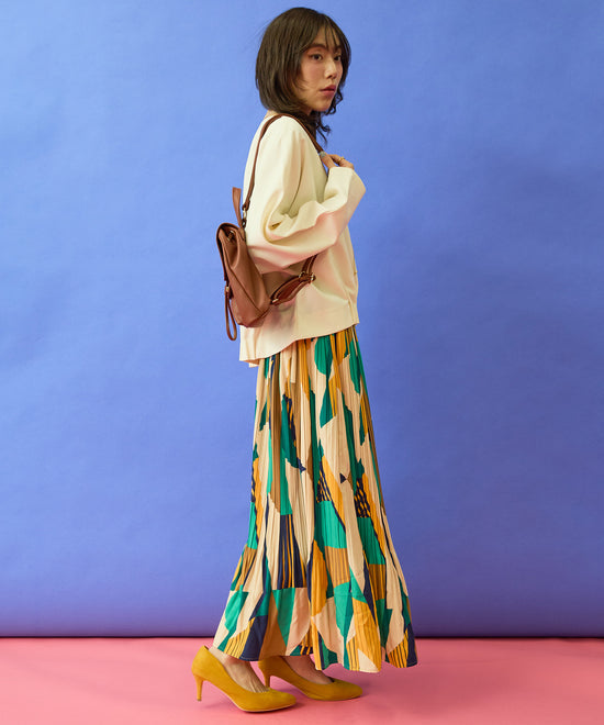 【FONT LAB】ジオメトリックプリントプリーツスカート