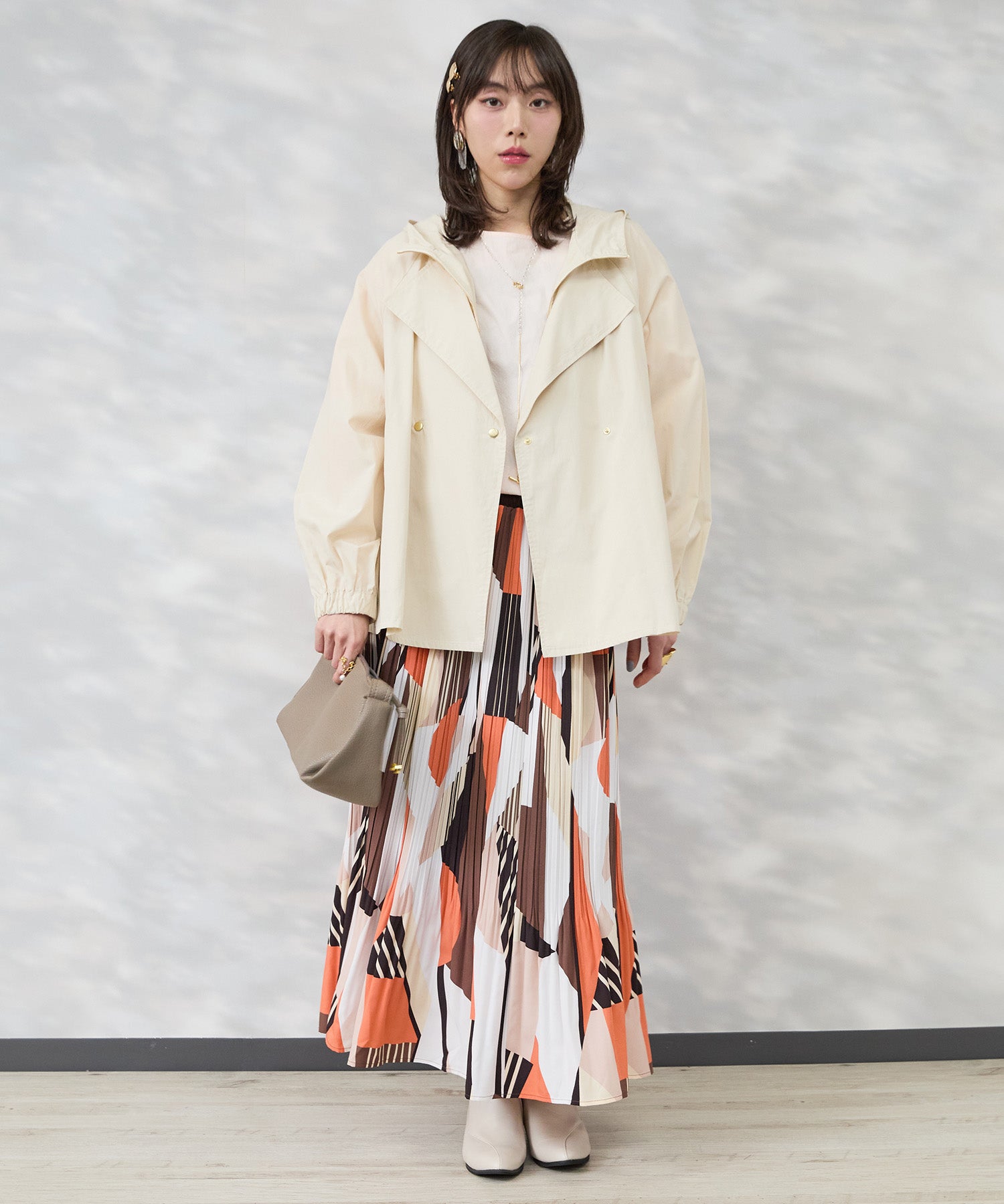 【FONT LAB】ジオメトリックプリントプリーツスカート