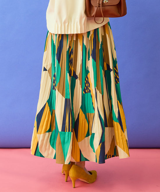 【FONT LAB】ジオメトリックプリントプリーツスカート