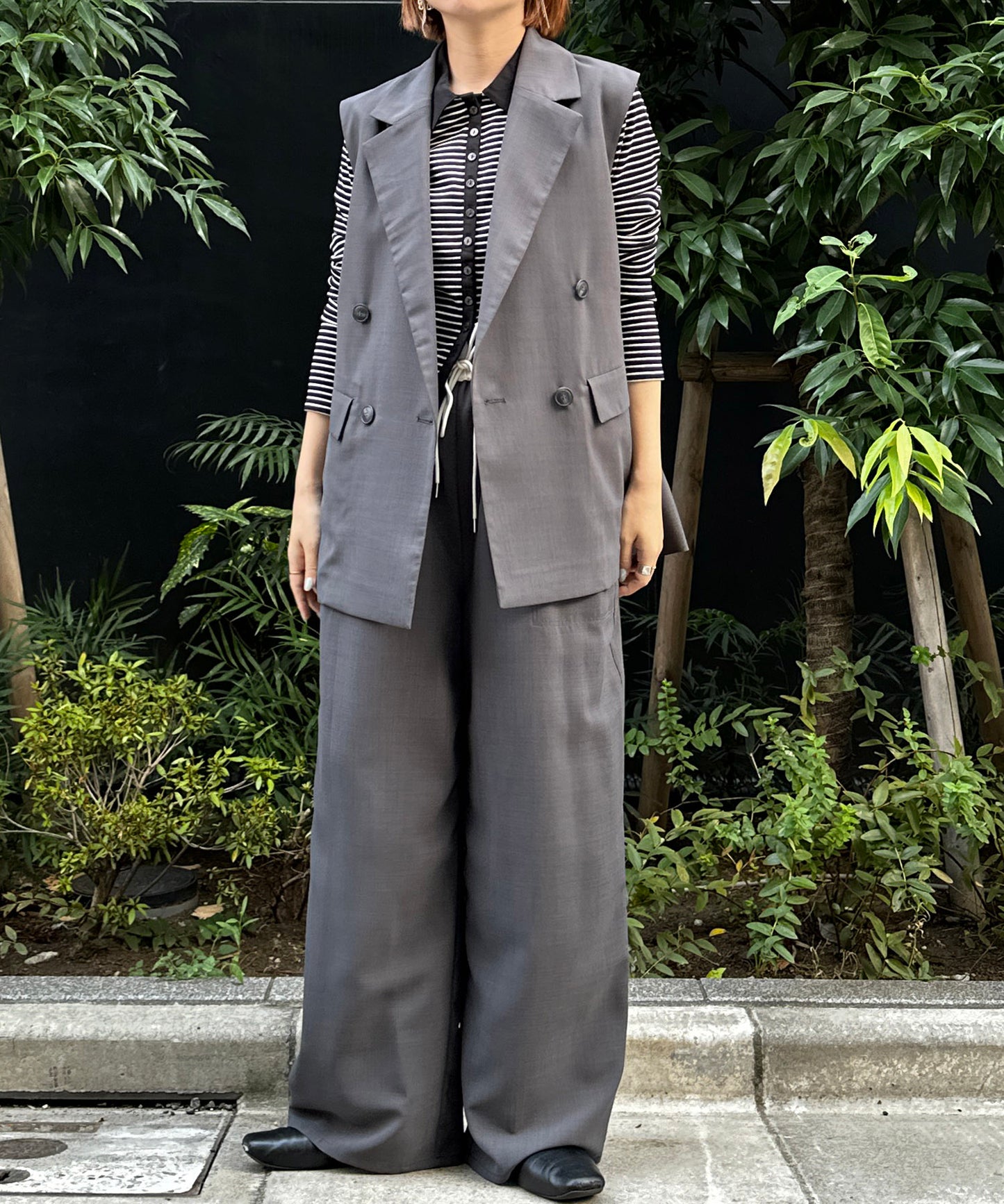 【qout】【R】強撚クロステーラードジレ