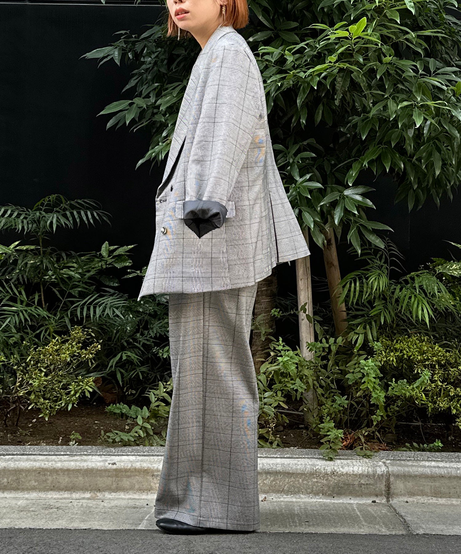 【INNOWAVE】【R】グレンチェックダブルブレストジャケット