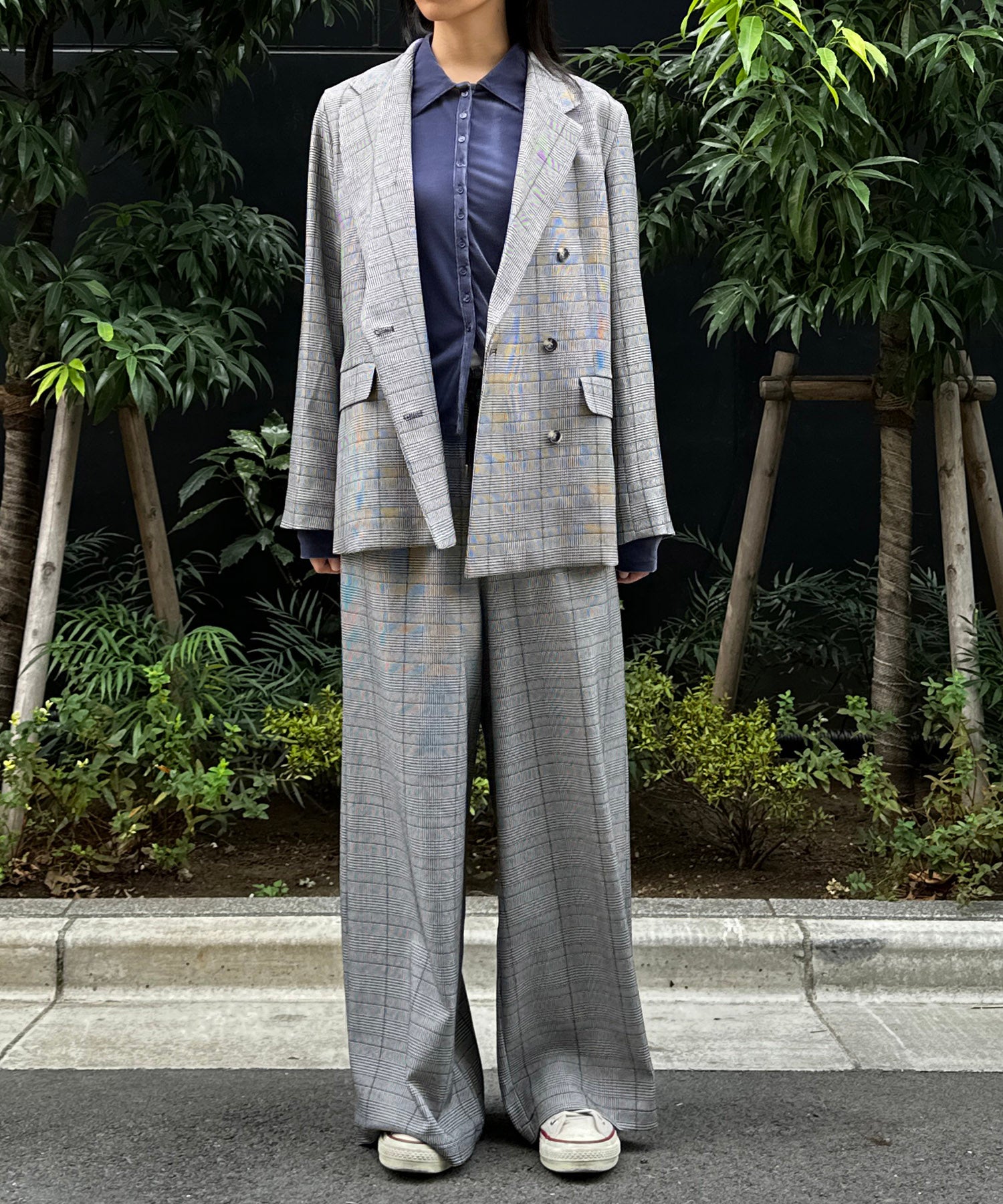 【INNOWAVE】【R】グレンチェックダブルブレストジャケット