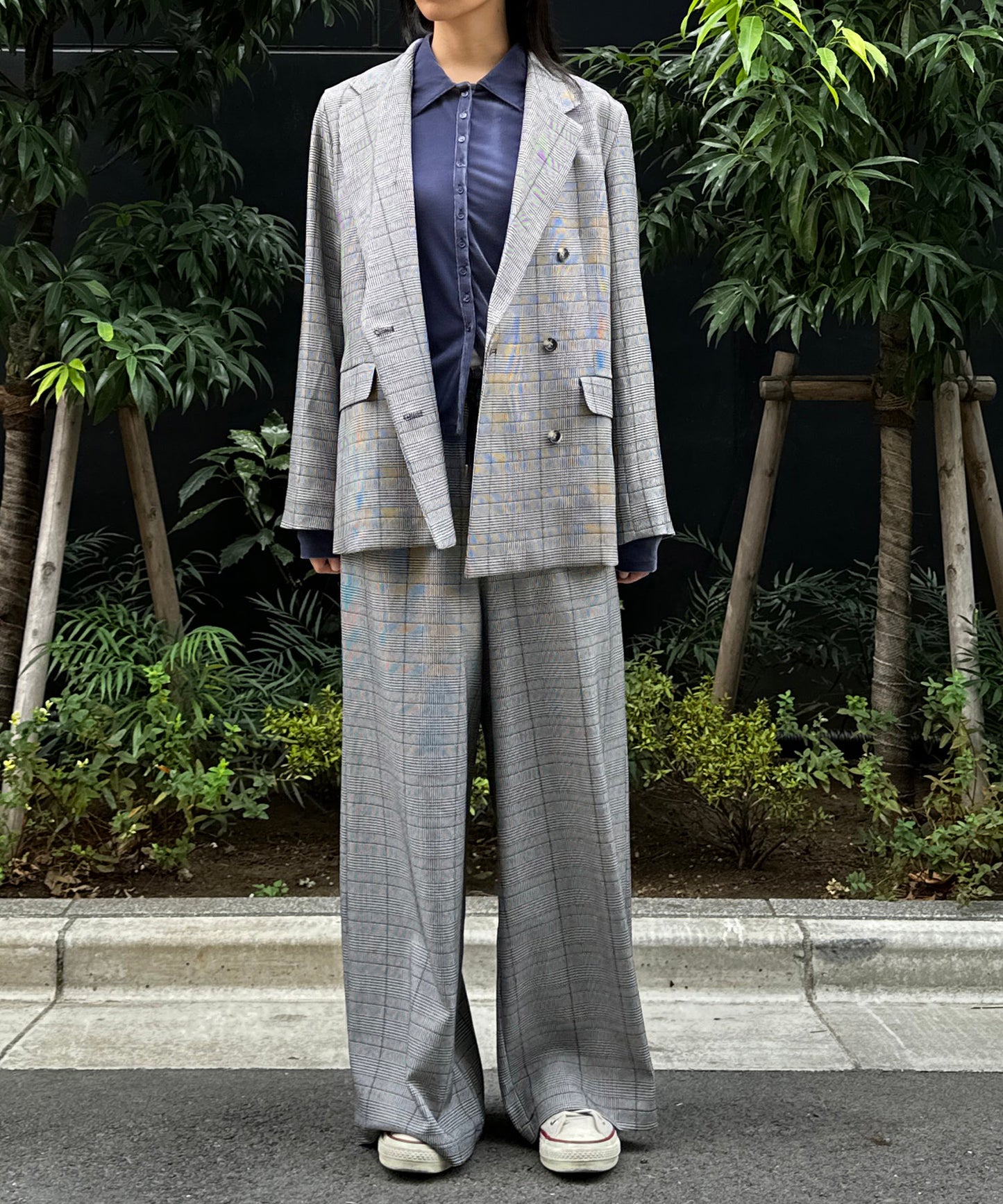 【INNOWAVE】【R】グレンチェックダブルブレストジャケット