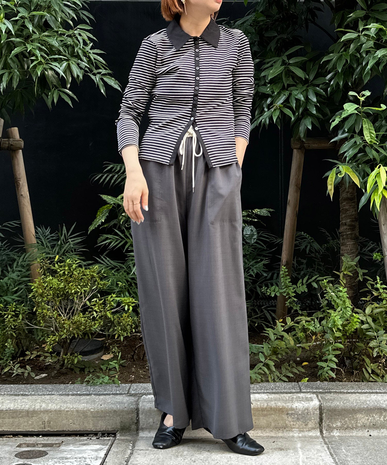 【INNOWAVE】【R】ボーダーリブカットソー