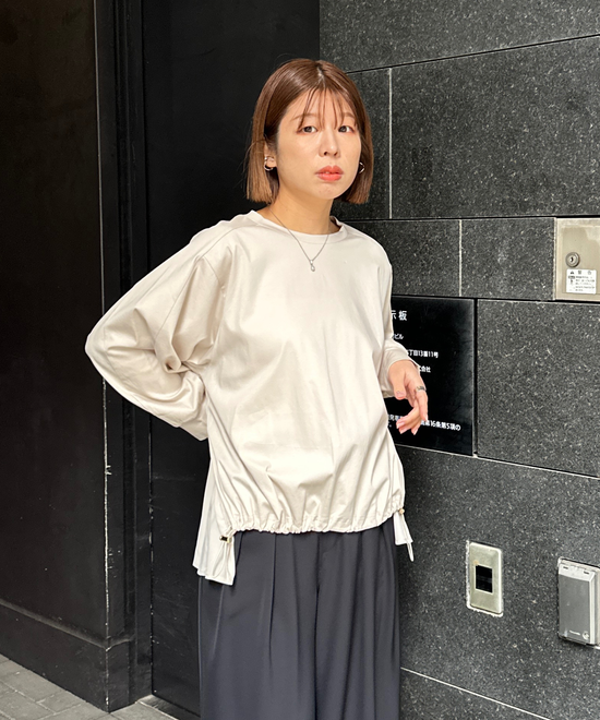 【FONT LAB】シルケットポンチ異素材コンビトップス