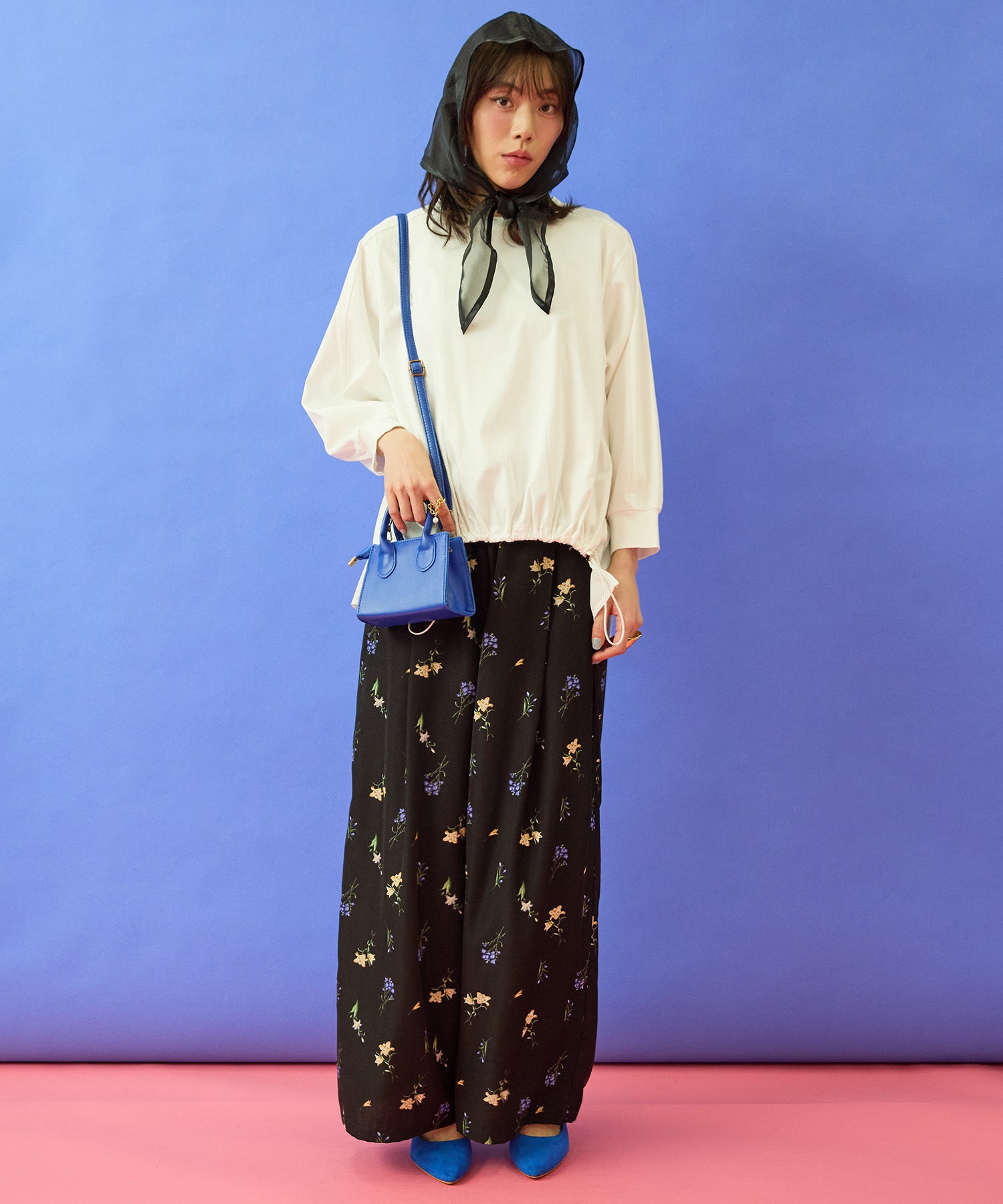 【FONT LAB】シルケットポンチ異素材コンビトップス