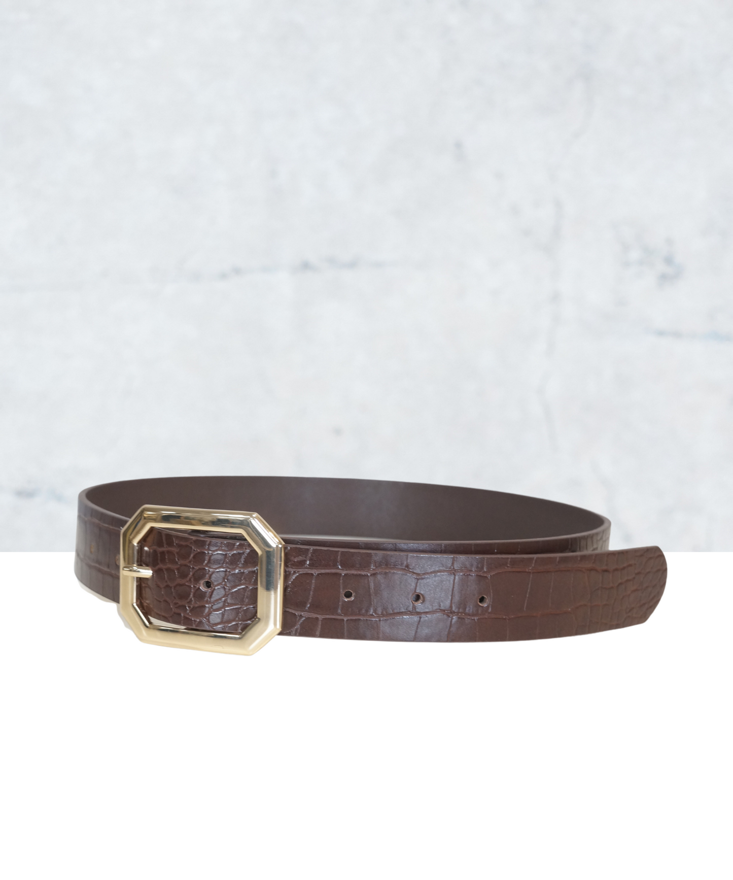 クロコ型押しオクタゴンバックルベルト