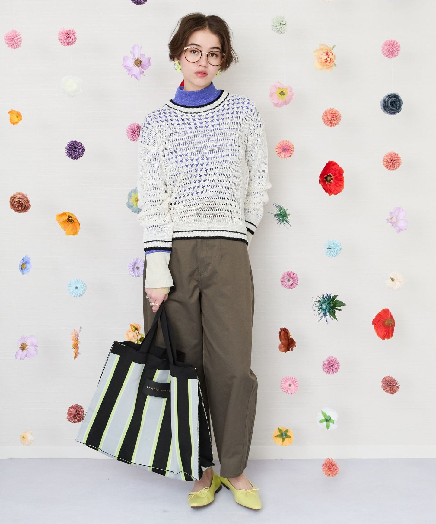 【SKATIE BRAND】マルチストライプニットBAG