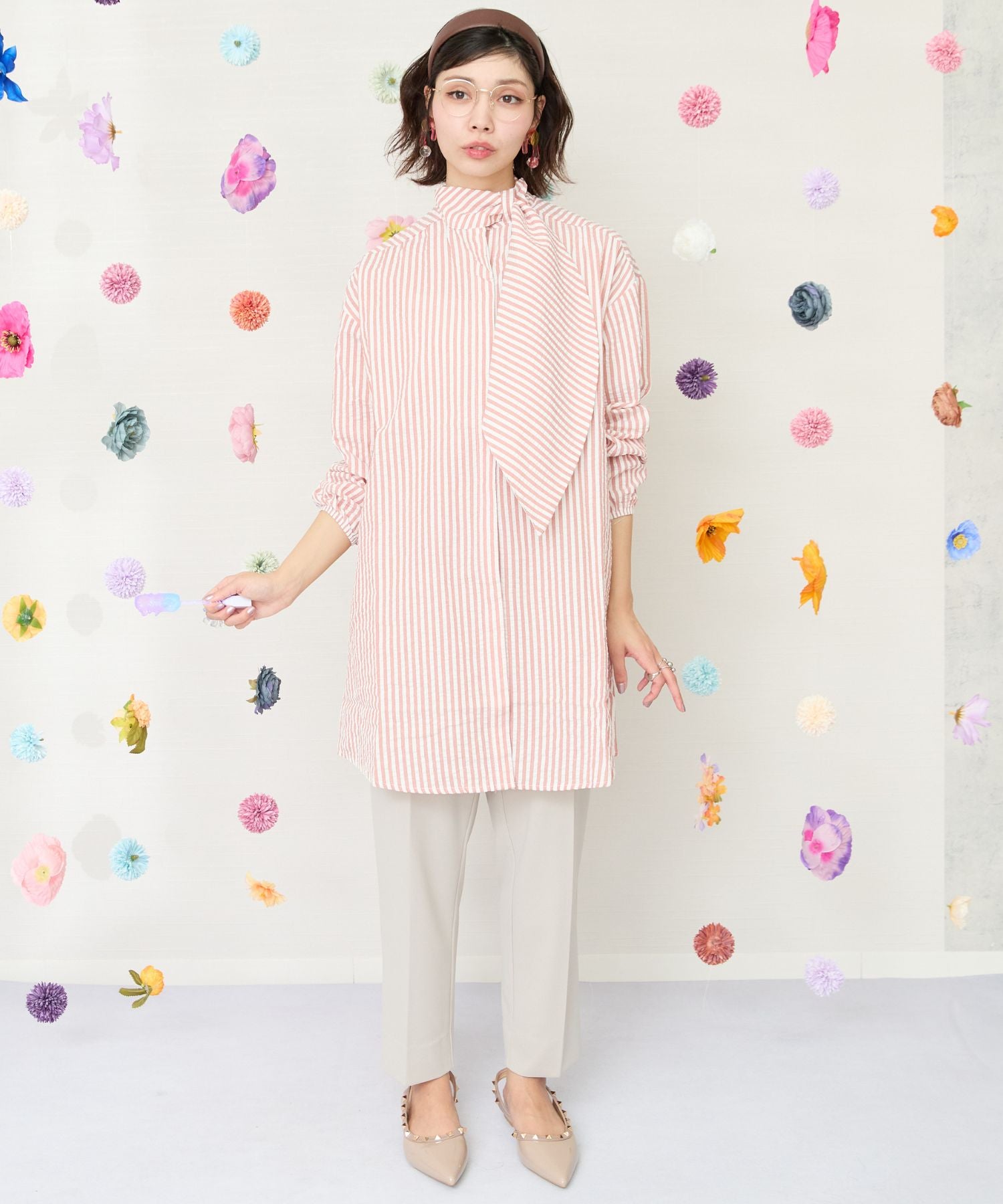 【JETSET SOLO PLUS】カットジョーゼットテーパードパンツ