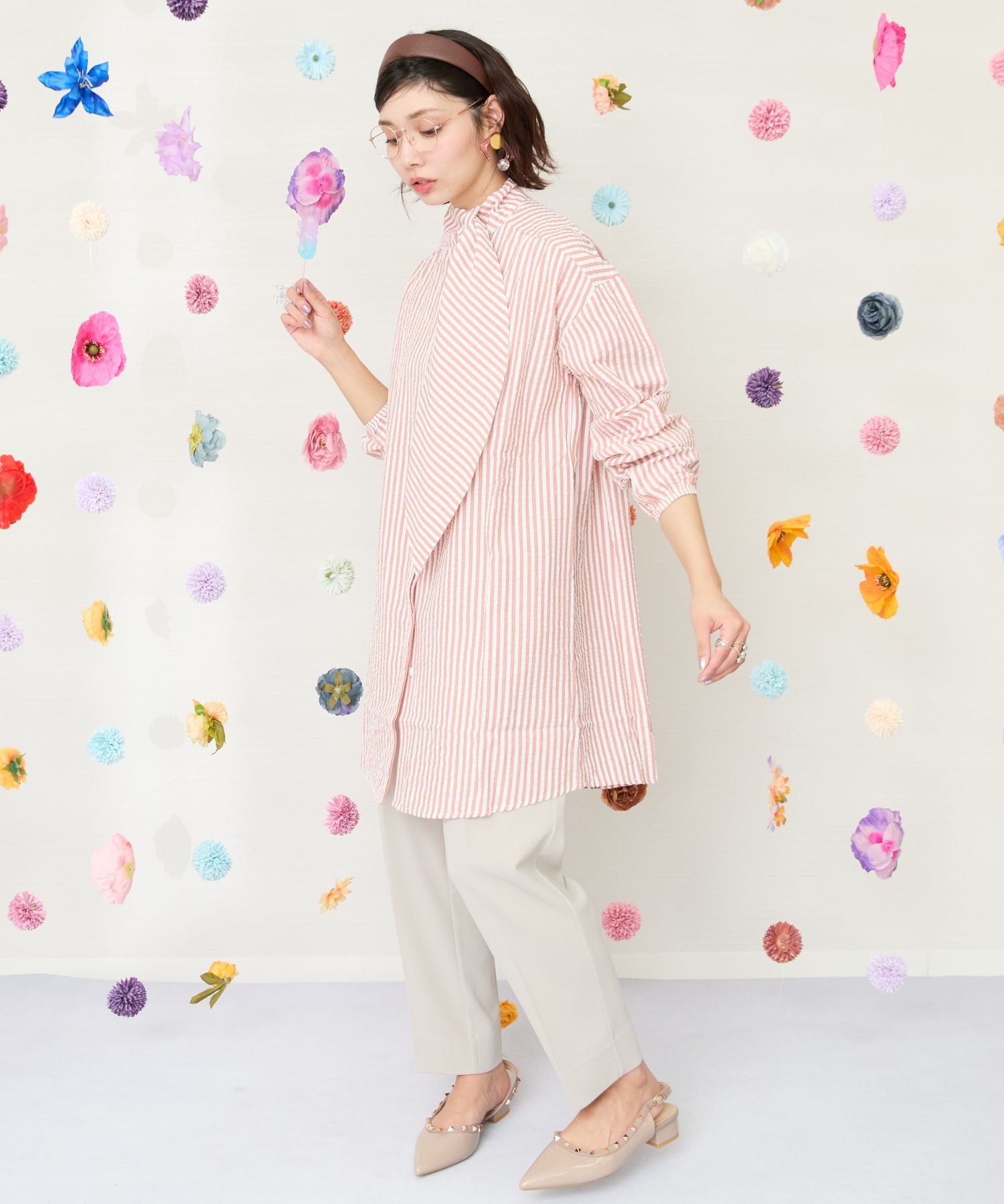 【JETSET SOLO PLUS】カットジョーゼットテーパードパンツ