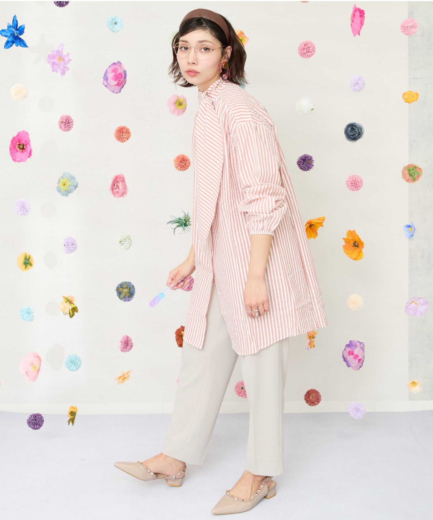 【JETSET SOLO PLUS】カットジョーゼットテーパードパンツ