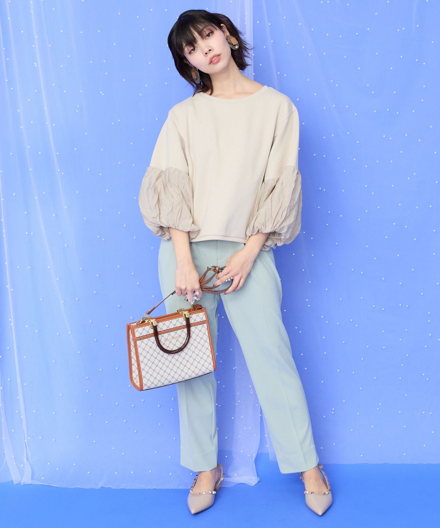 【JETSET SOLO PLUS】カットジョーゼットテーパードパンツ