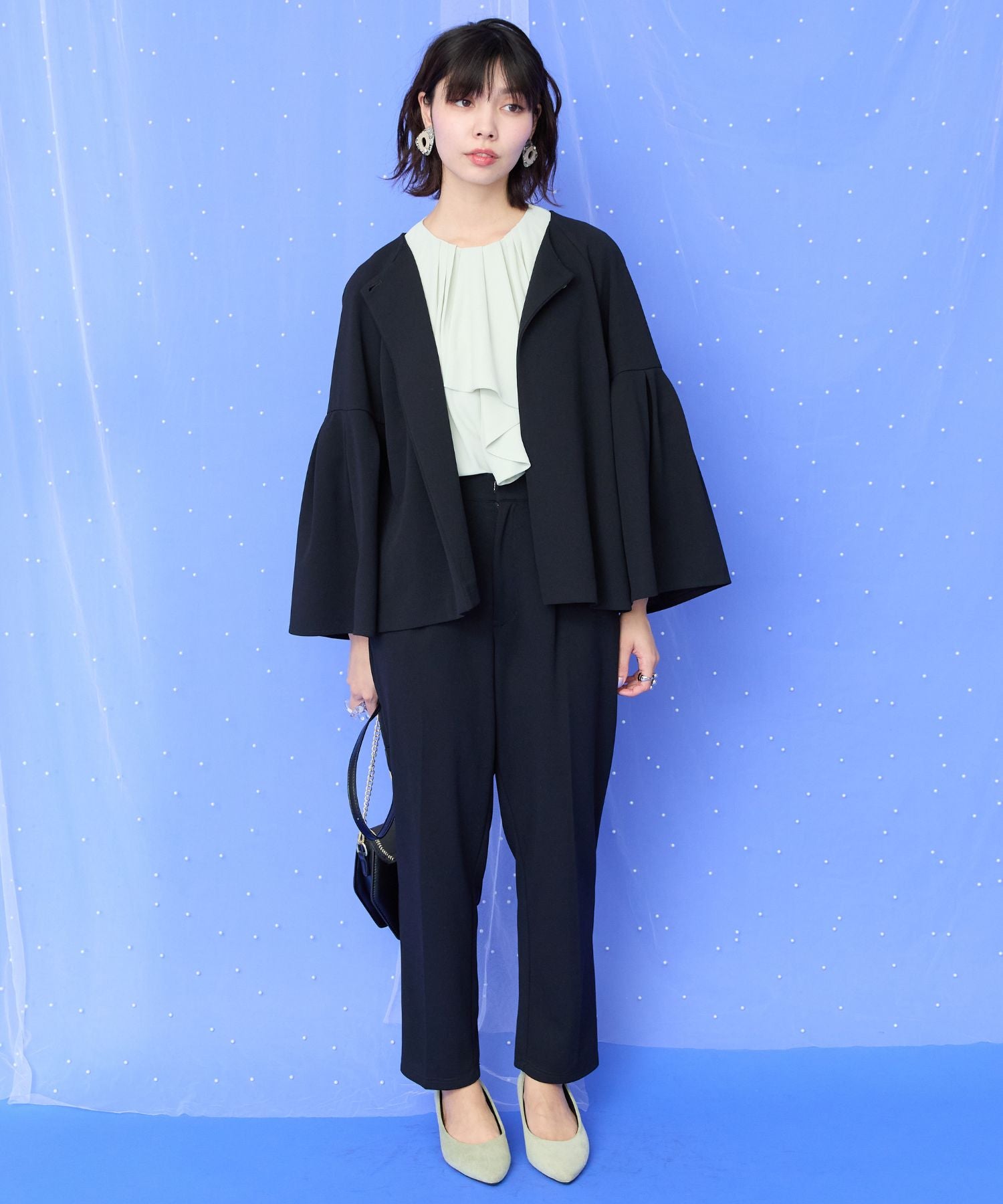 【JETSET SOLO PLUS】カットジョーゼットテーパードパンツ