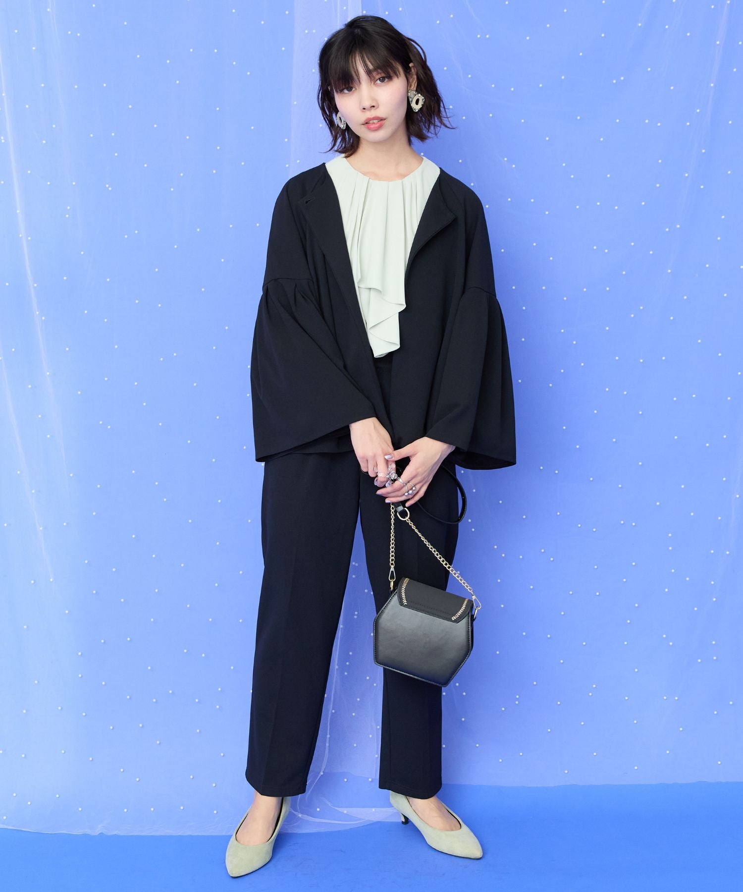 【JETSET SOLO PLUS】カットジョーゼットテーパードパンツ