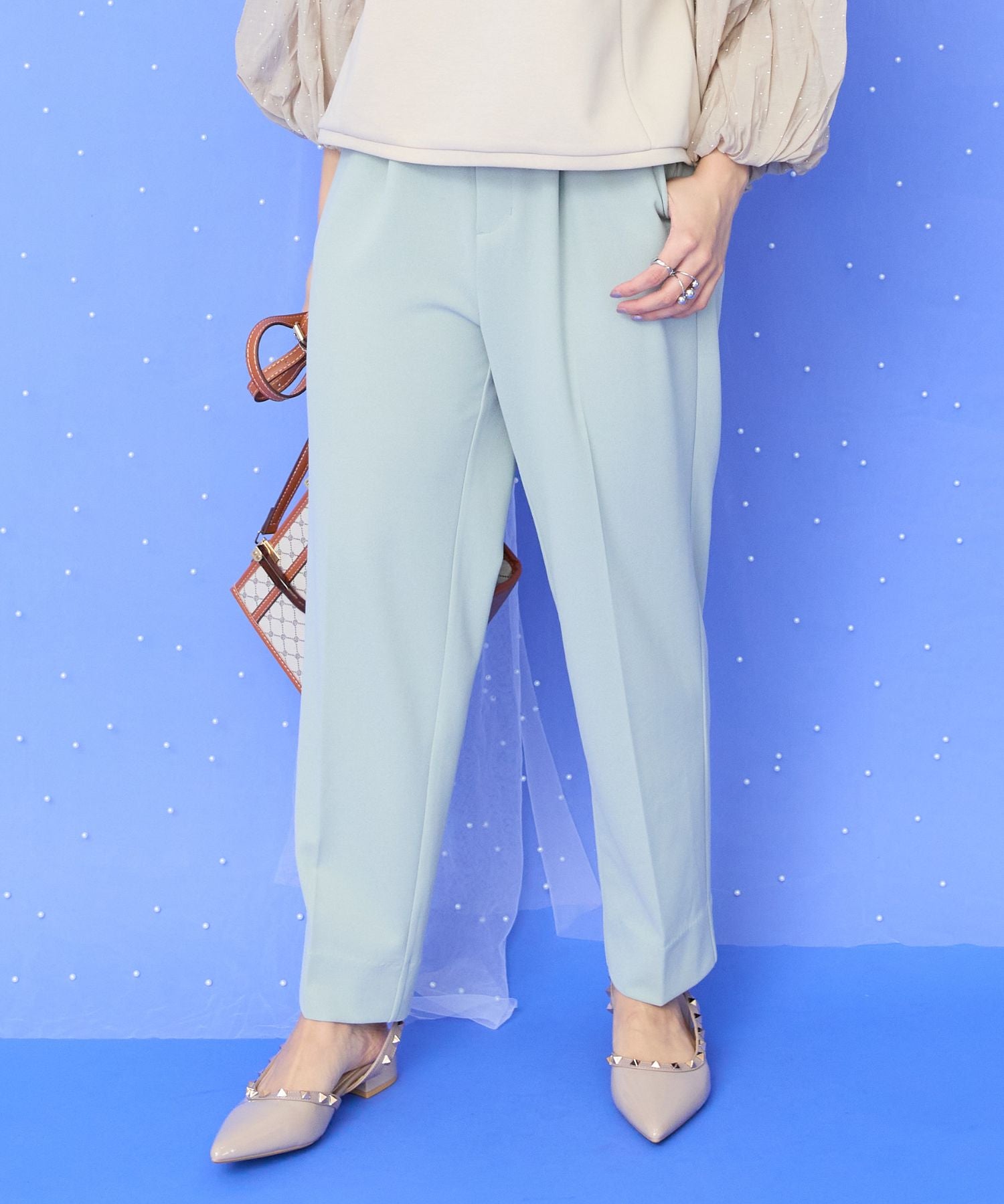 【JETSET SOLO PLUS】カットジョーゼットテーパードパンツ