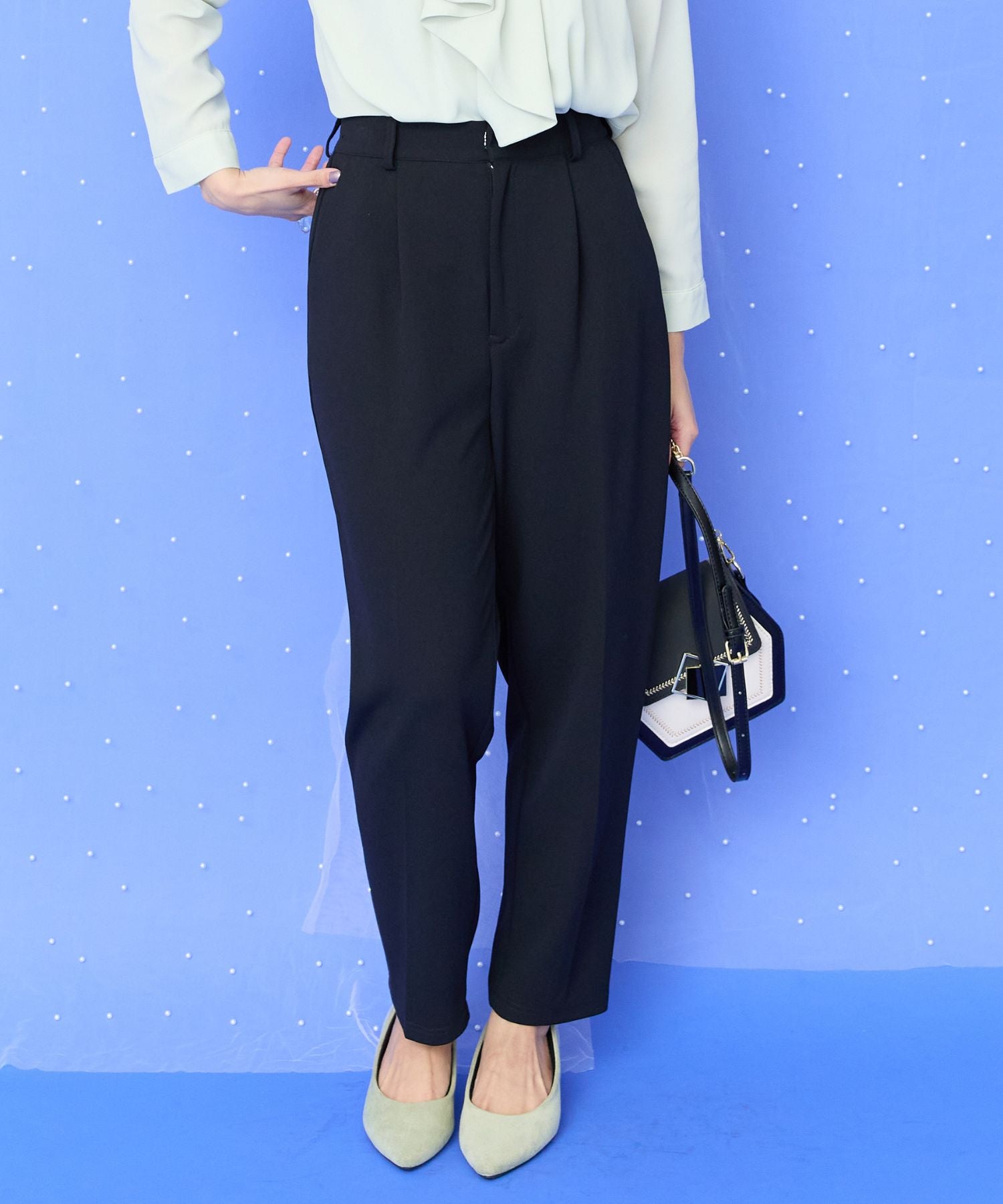 【JETSET SOLO PLUS】カットジョーゼットテーパードパンツ