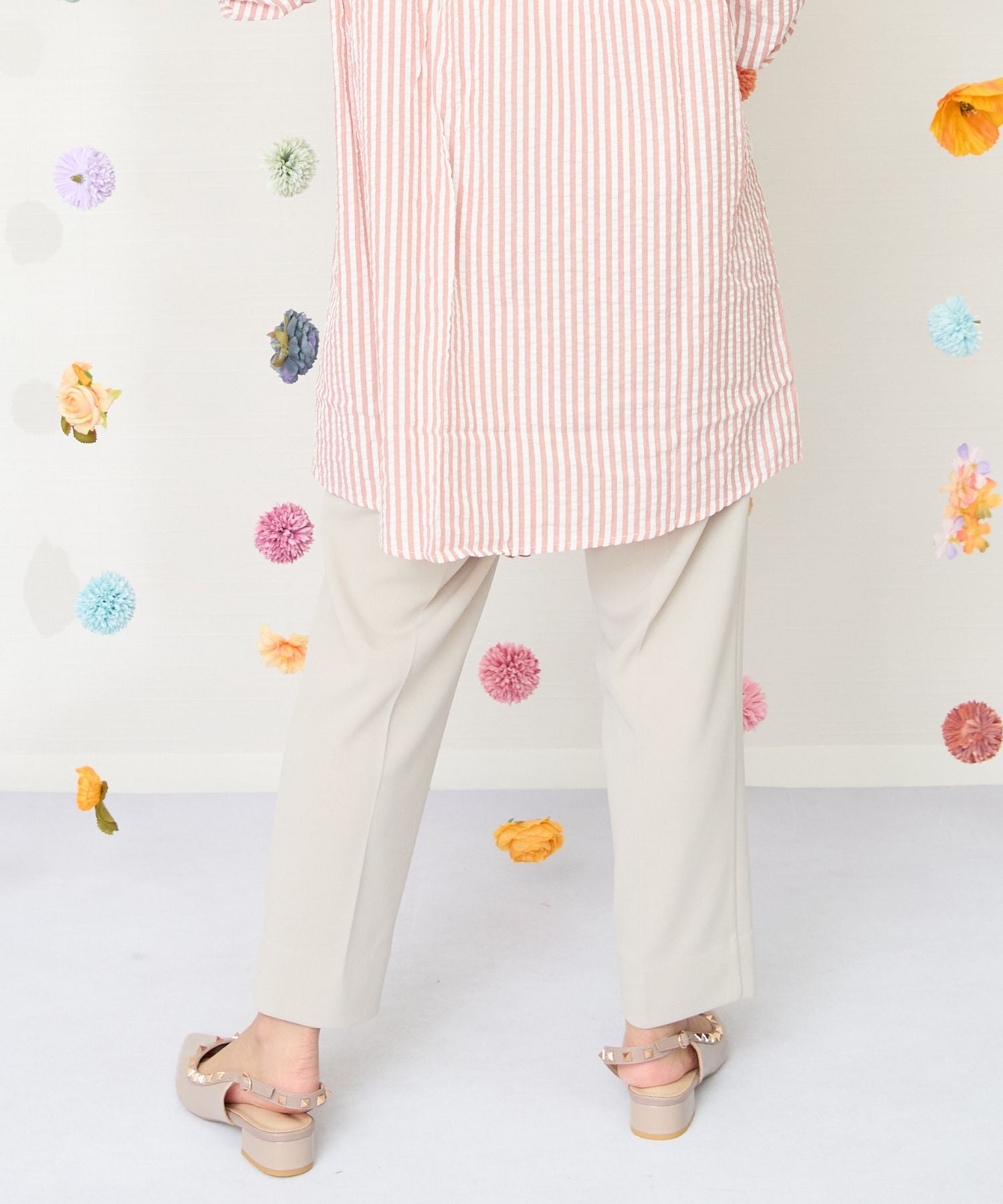 【JETSET SOLO PLUS】カットジョーゼットテーパードパンツ