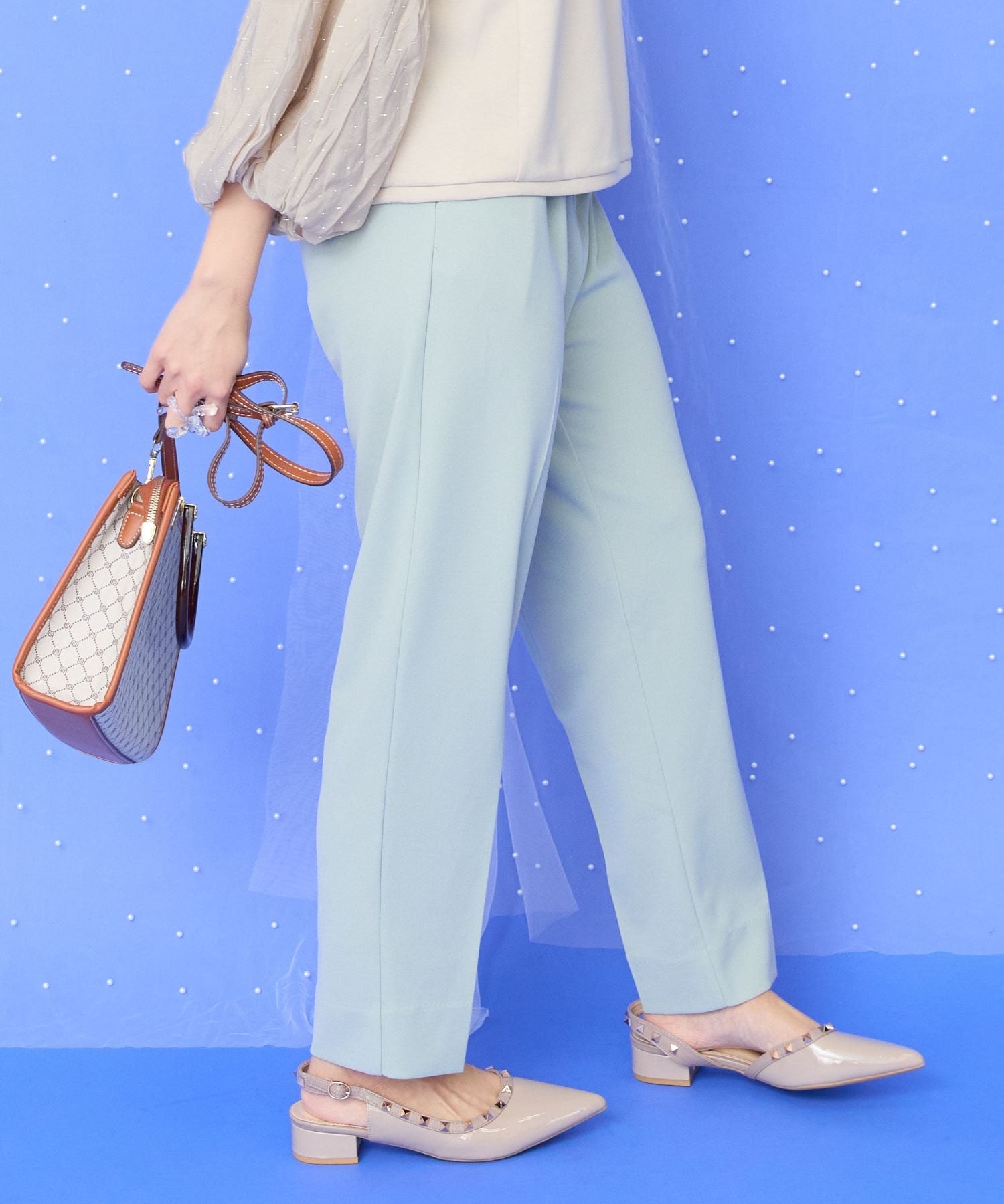 【JETSET SOLO PLUS】カットジョーゼットテーパードパンツ