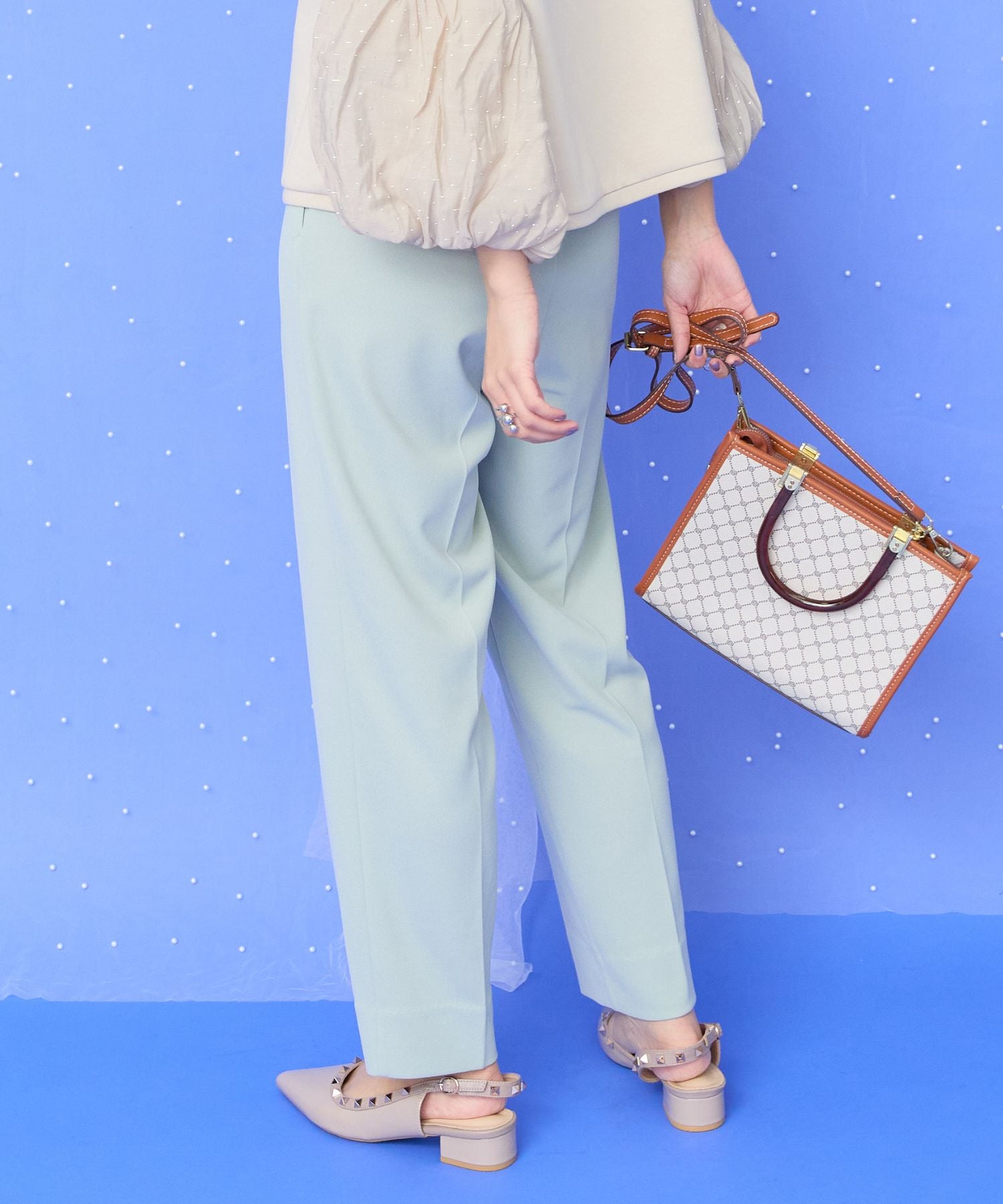 【JETSET SOLO PLUS】カットジョーゼットテーパードパンツ