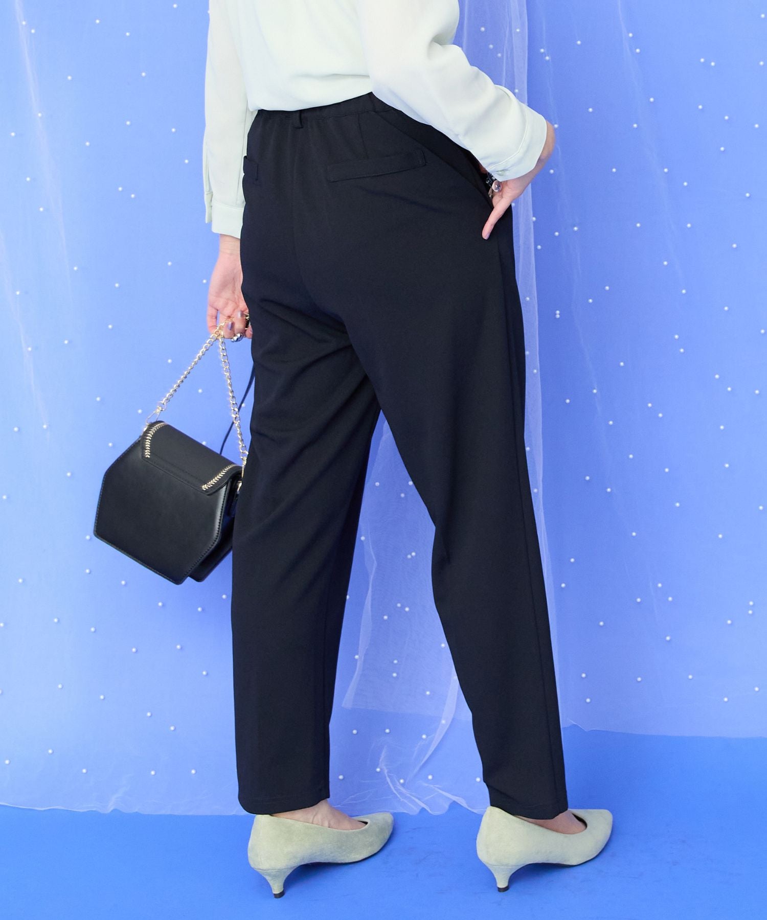 【JETSET SOLO PLUS】カットジョーゼットテーパードパンツ