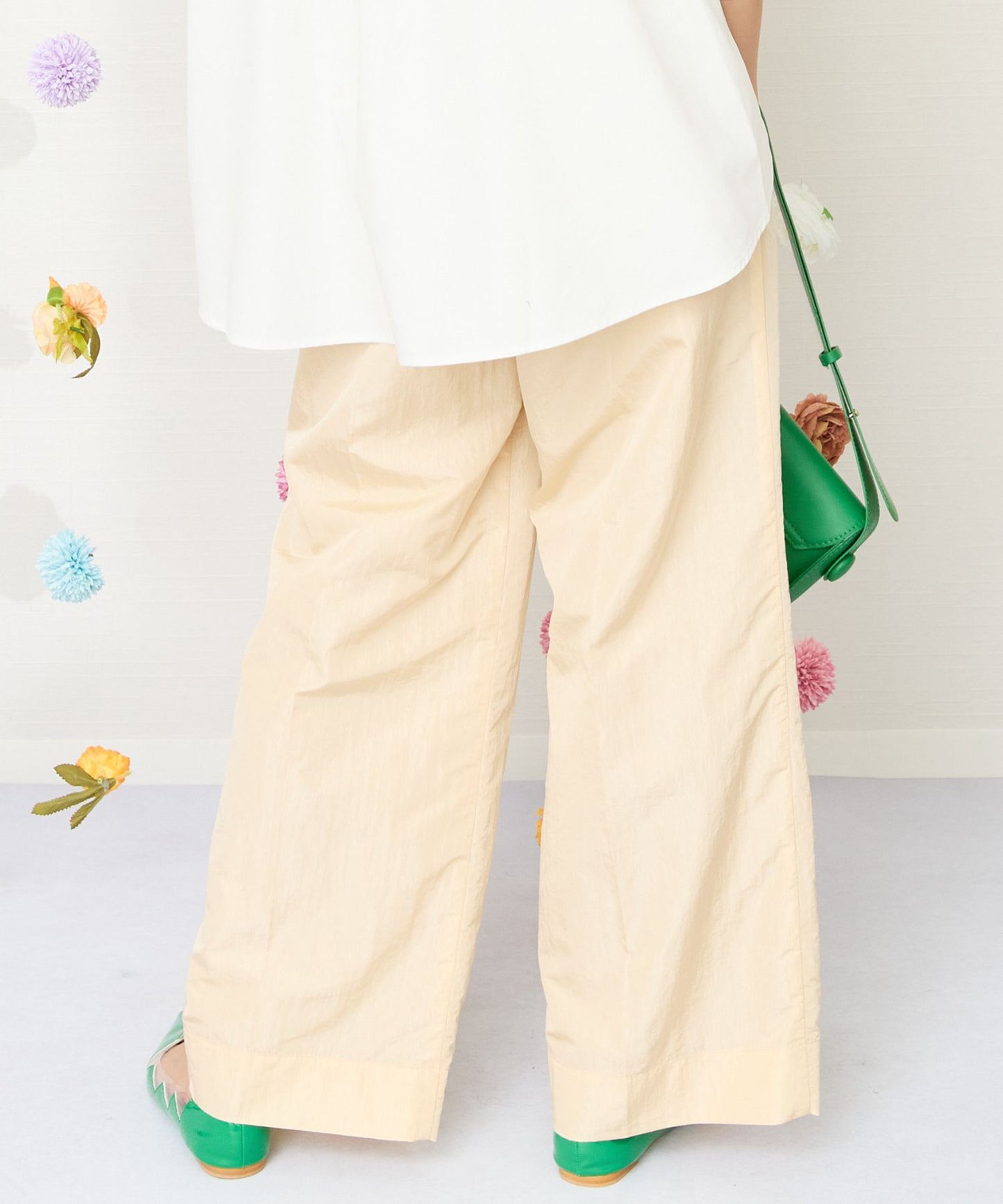 【JETSET SOLO PLUS】グロッシータフタワイドパンツ