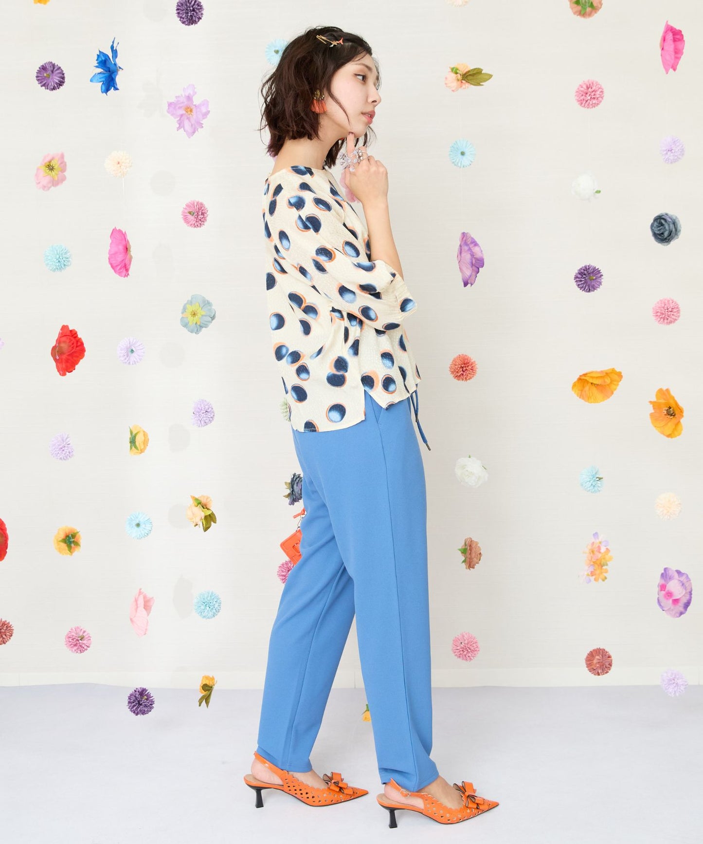 【JETSET SOLO PLUS】ジョーゼットニットドロストテーパードパンツ