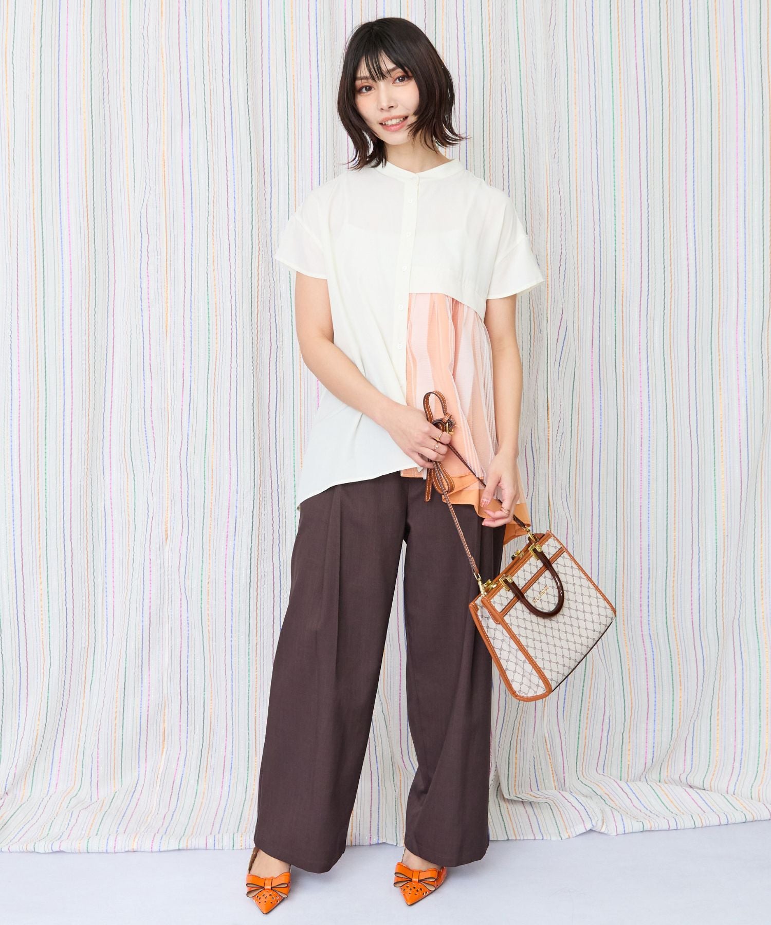 【JETSET SOLO PLUS】リネンライクストレッチタックワイドパンツ