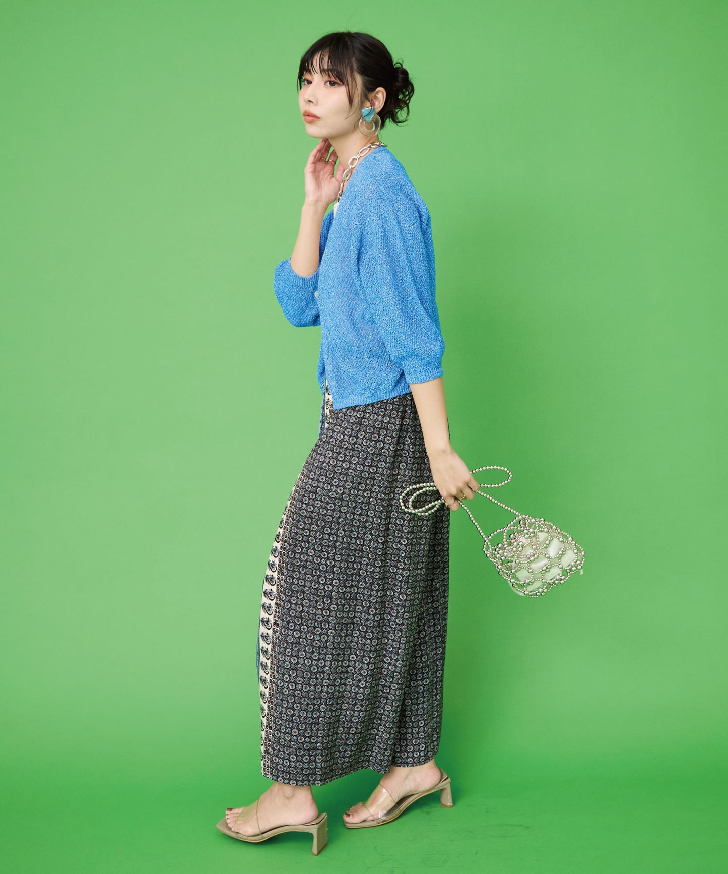 【FONT LAB】パネルプリントラップワイドパンツ