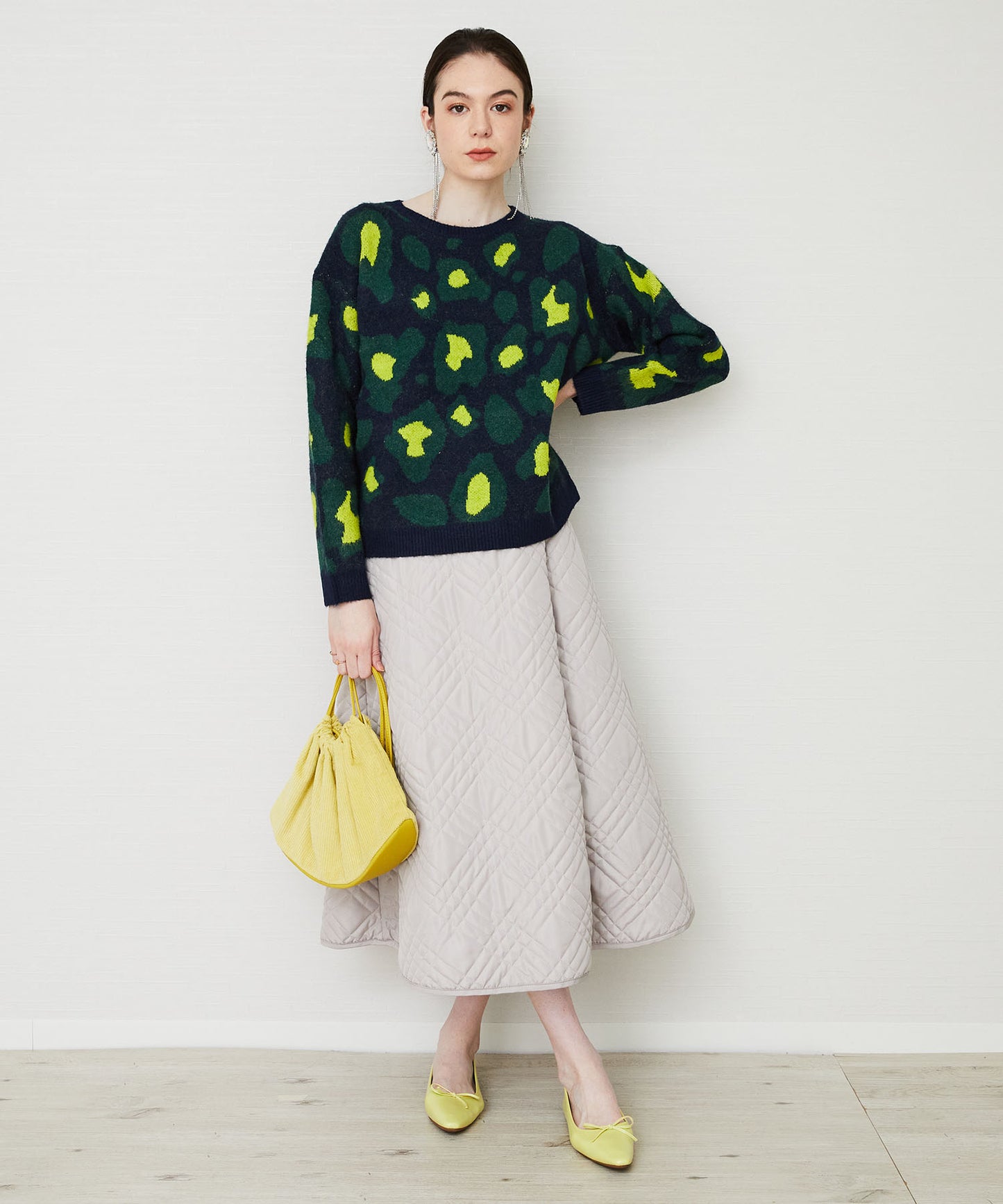 【FONT LAB】撥水加工チェックキルティングラップスカート