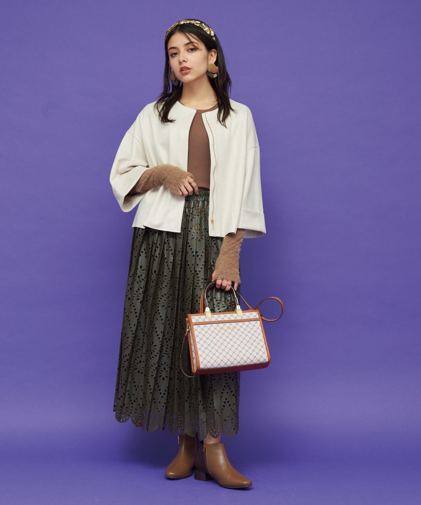 【FONT LAB】パンチングレザープリーツスカート