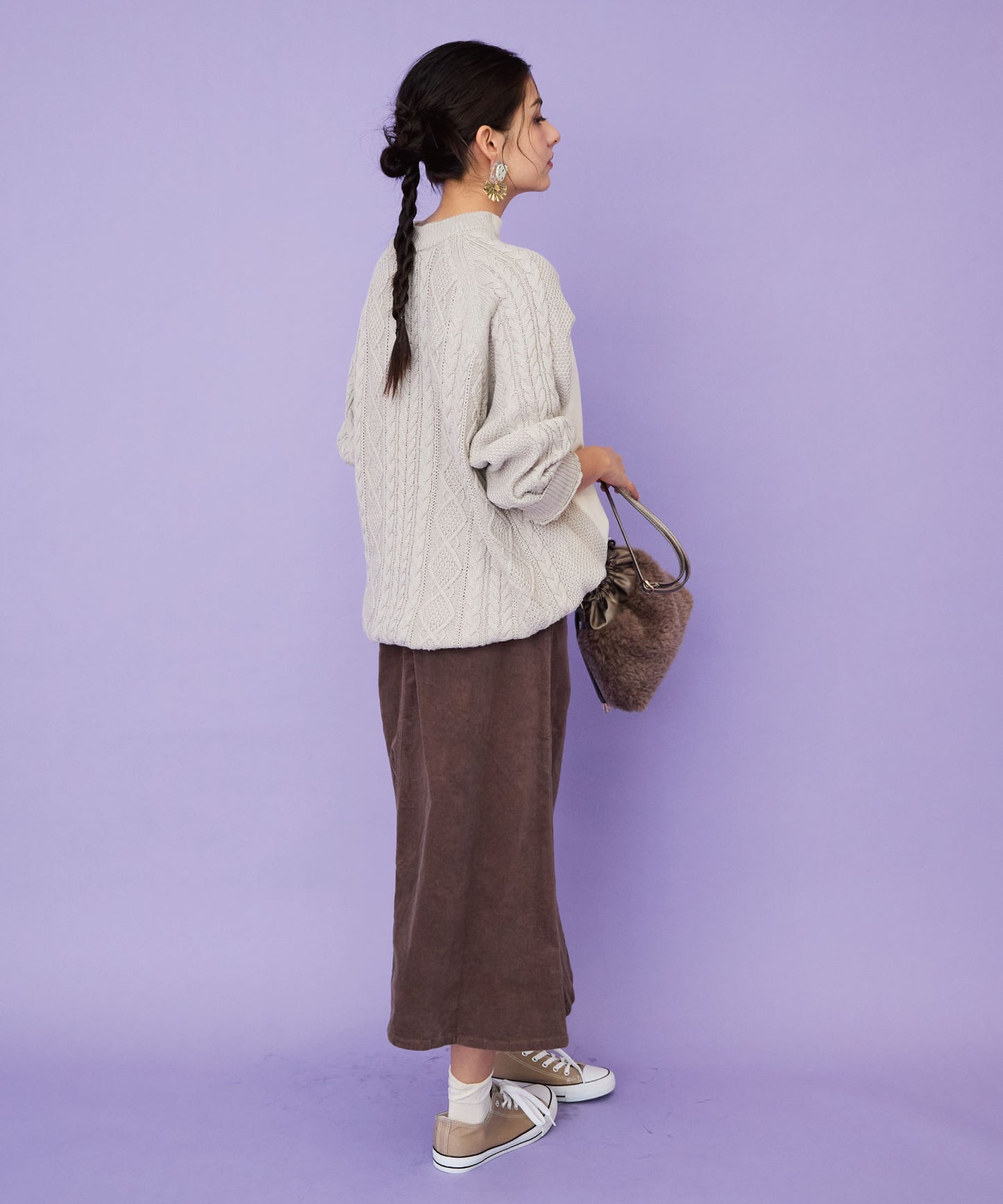 【FONT LAB】コーデュロイストレッチ Aラインスカート