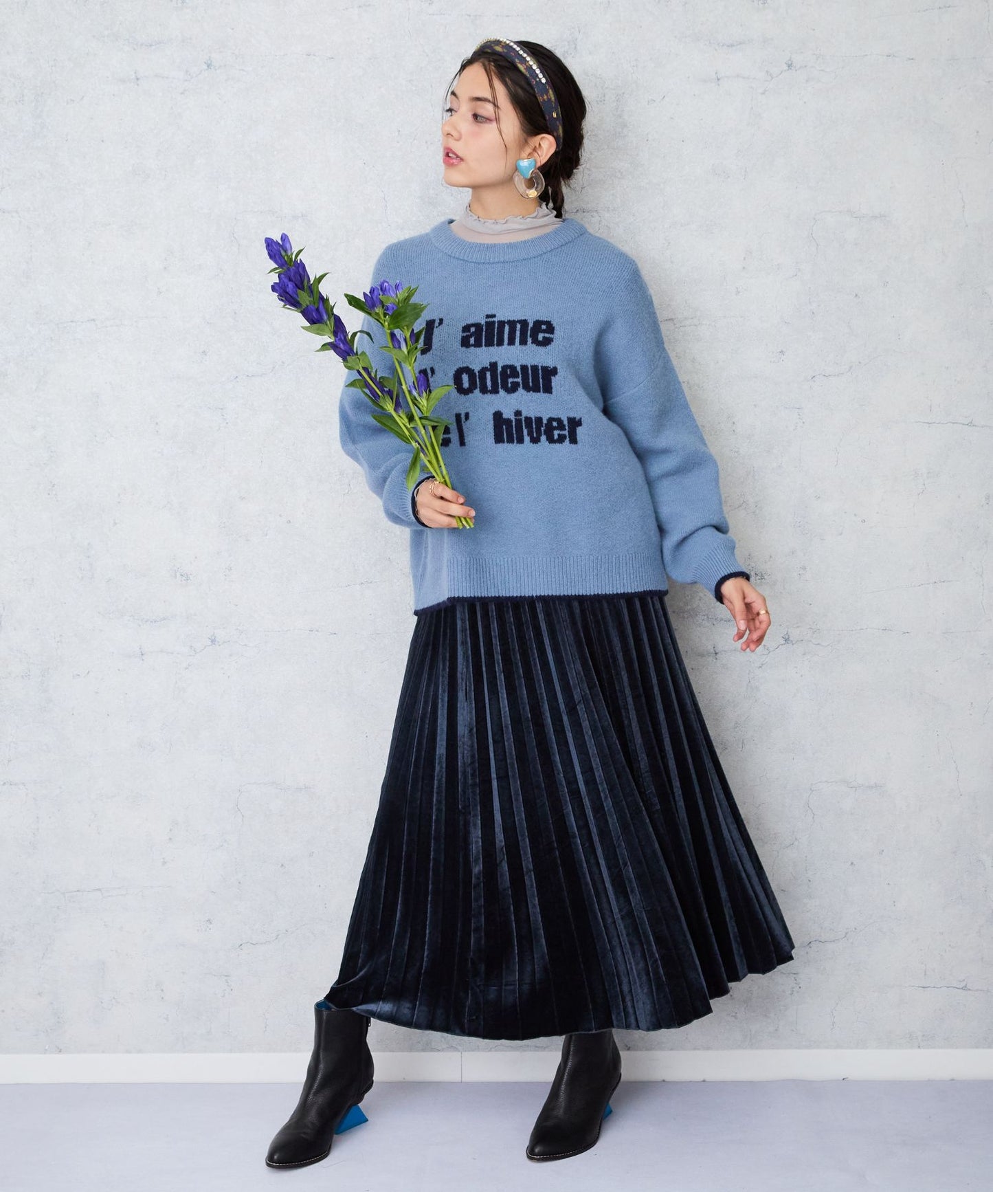 【FONT LAB】ベロアプリーツスカート