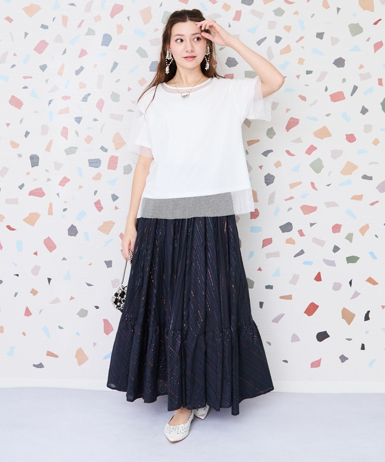 【INDUS luxury for JETSET SOLO PLUS】マルチルレックスストライプスカート
