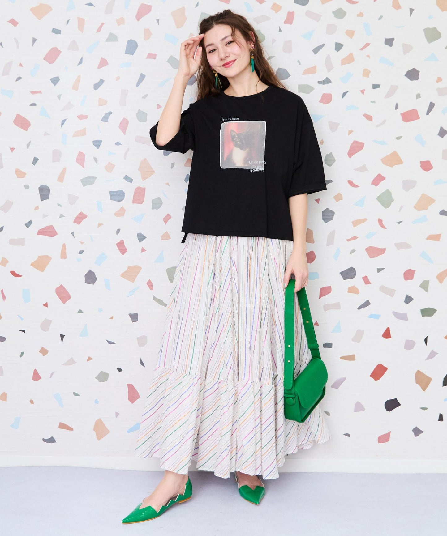 【INDUS luxury for JETSET SOLO PLUS】マルチルレックスストライプスカート