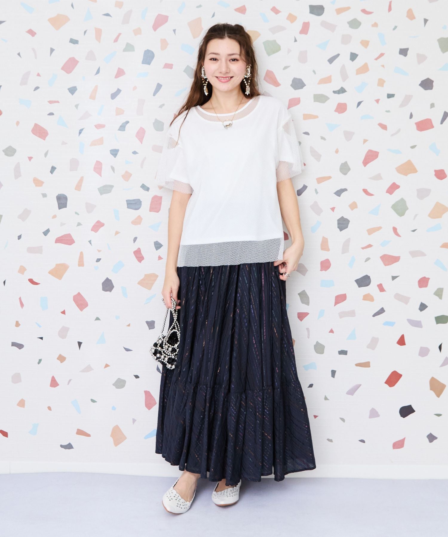 【INDUS luxury for JETSET SOLO PLUS】マルチルレックスストライプスカート
