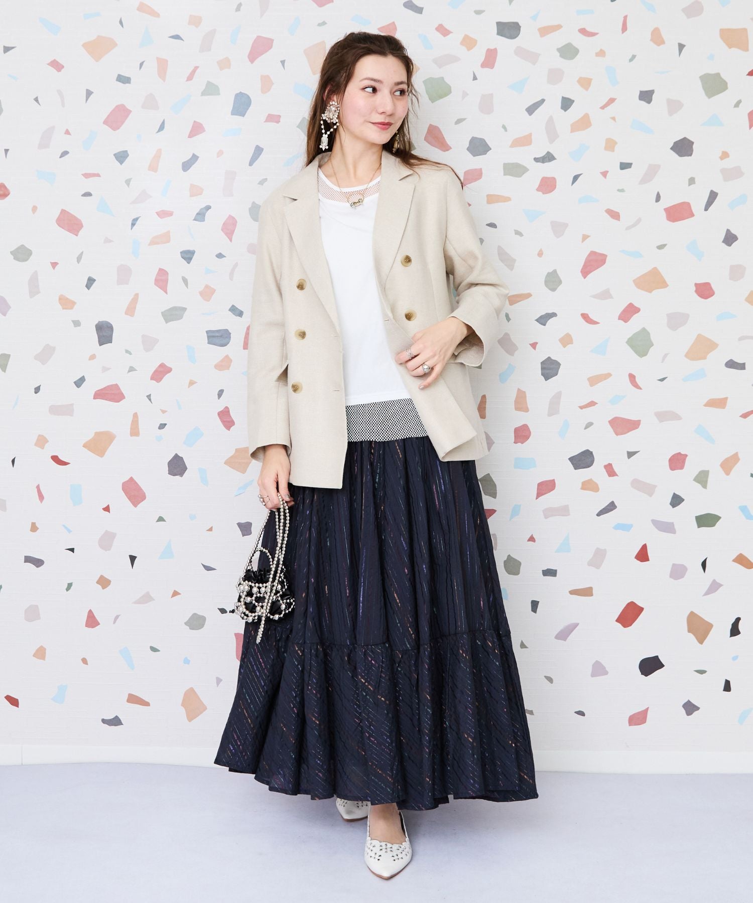 【INDUS luxury for JETSET SOLO PLUS】マルチルレックスストライプスカート