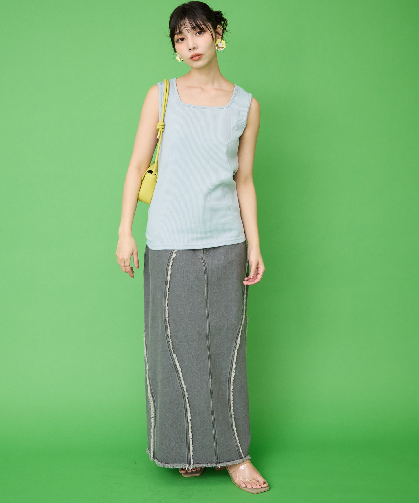 【FONT LAB】フリンジウェーブデニムスカート