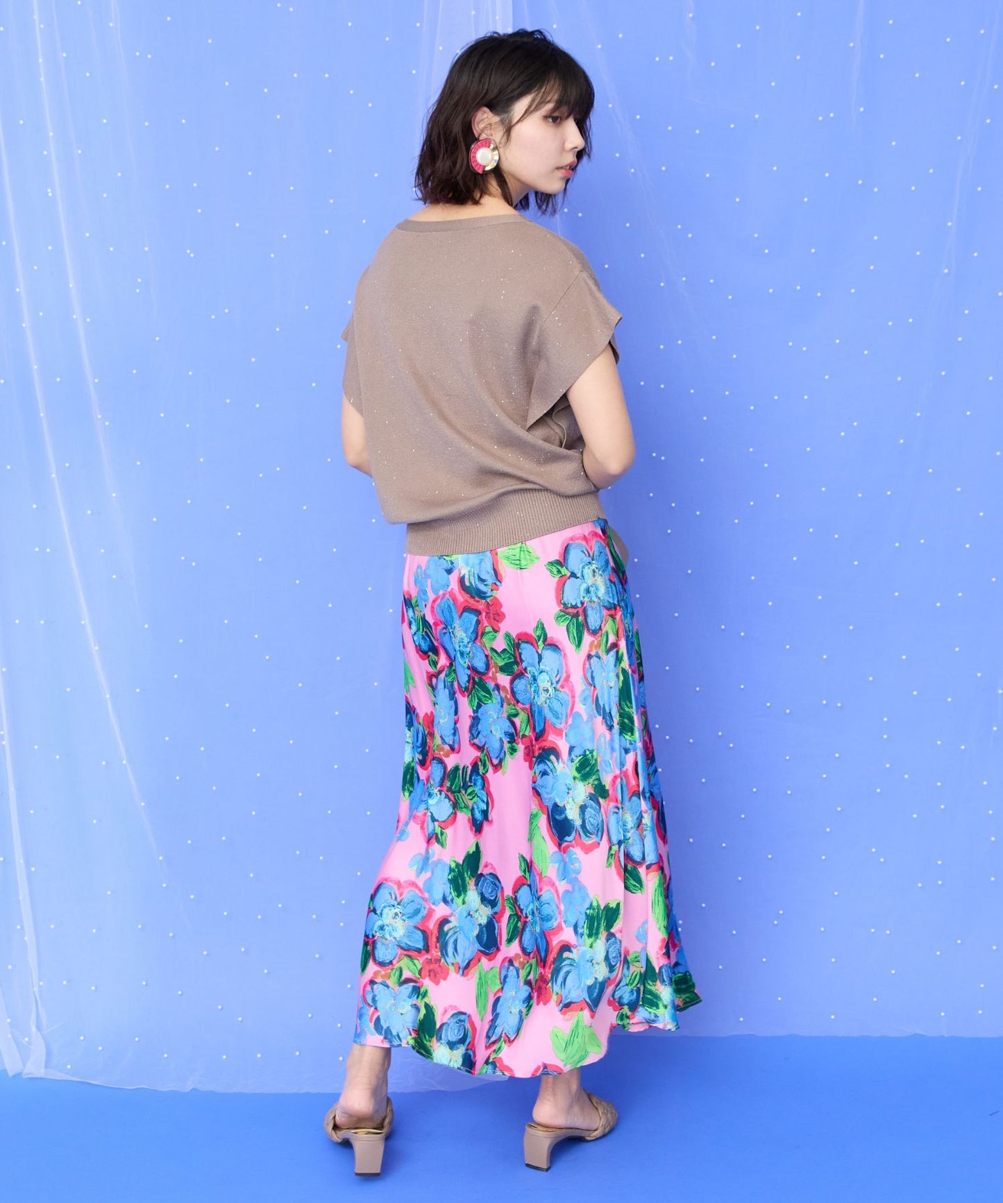 【NUMPH】ビッグフラワープリントスカート