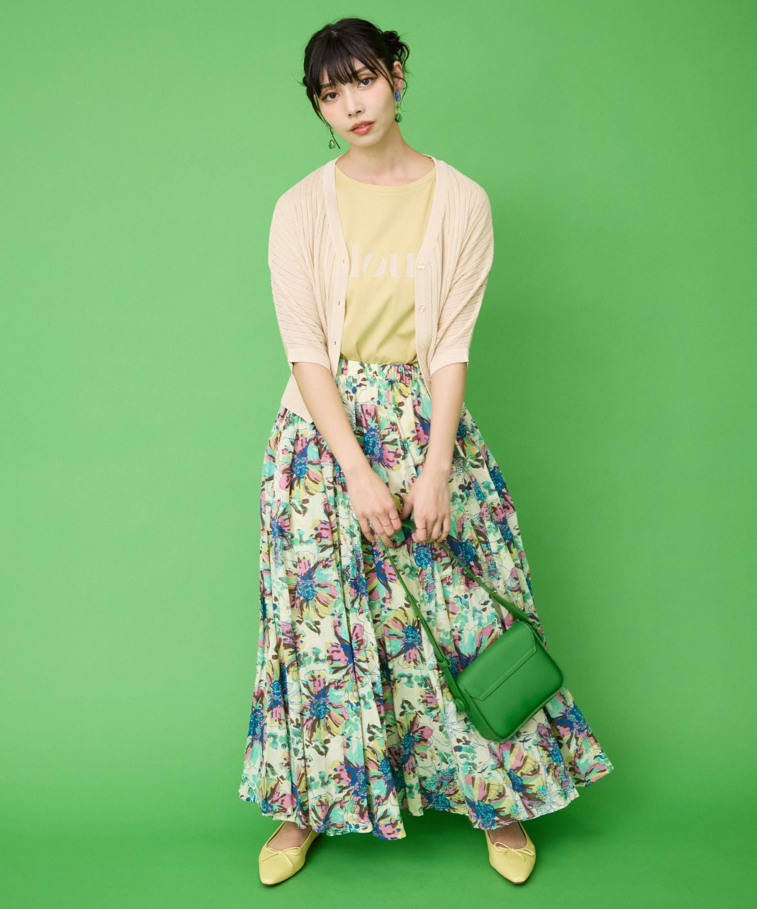 【INDUS luxury for JETSET SOLO PLUS】フラワープリントフレアスカート