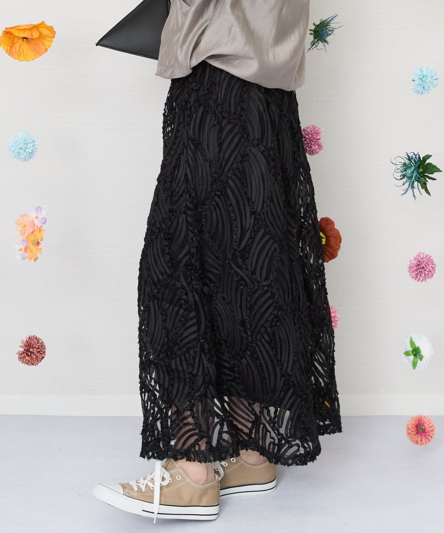 【FONT LAB】シアーバテンレースフレアスカート