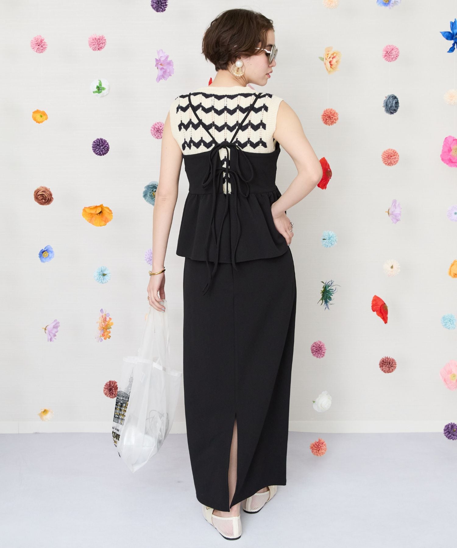 【FONT LAB】カットジョーゼットペプラムキャミワンピース