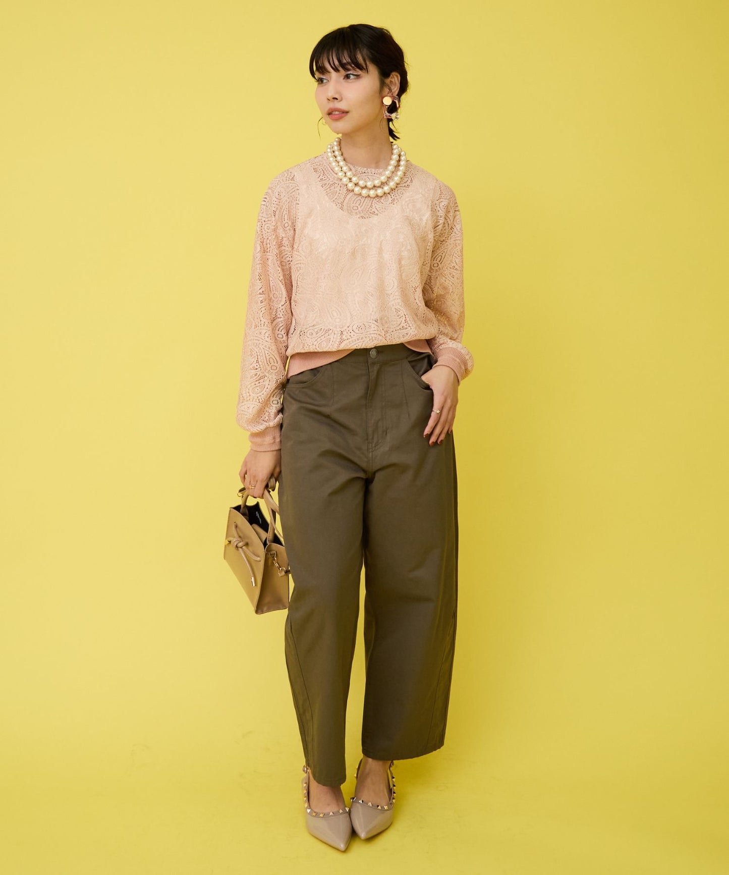 【FONT LAB】コットンブレンドタックカーブパンツ