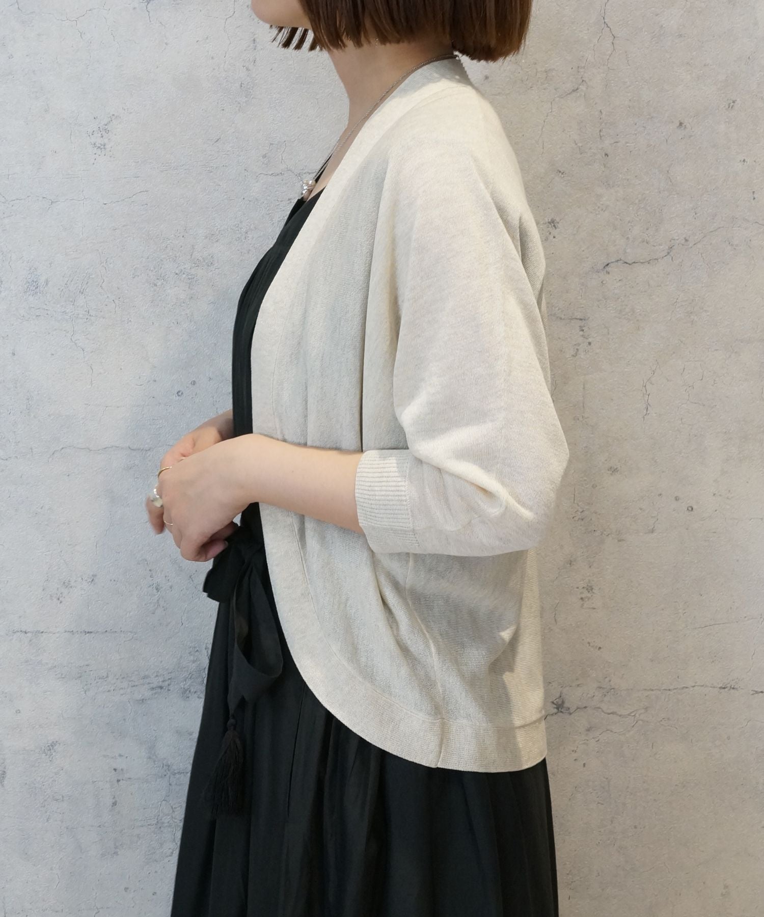 【JETSET SOLO PLUS】スパークリングナイロン清涼ボレロカーディガン