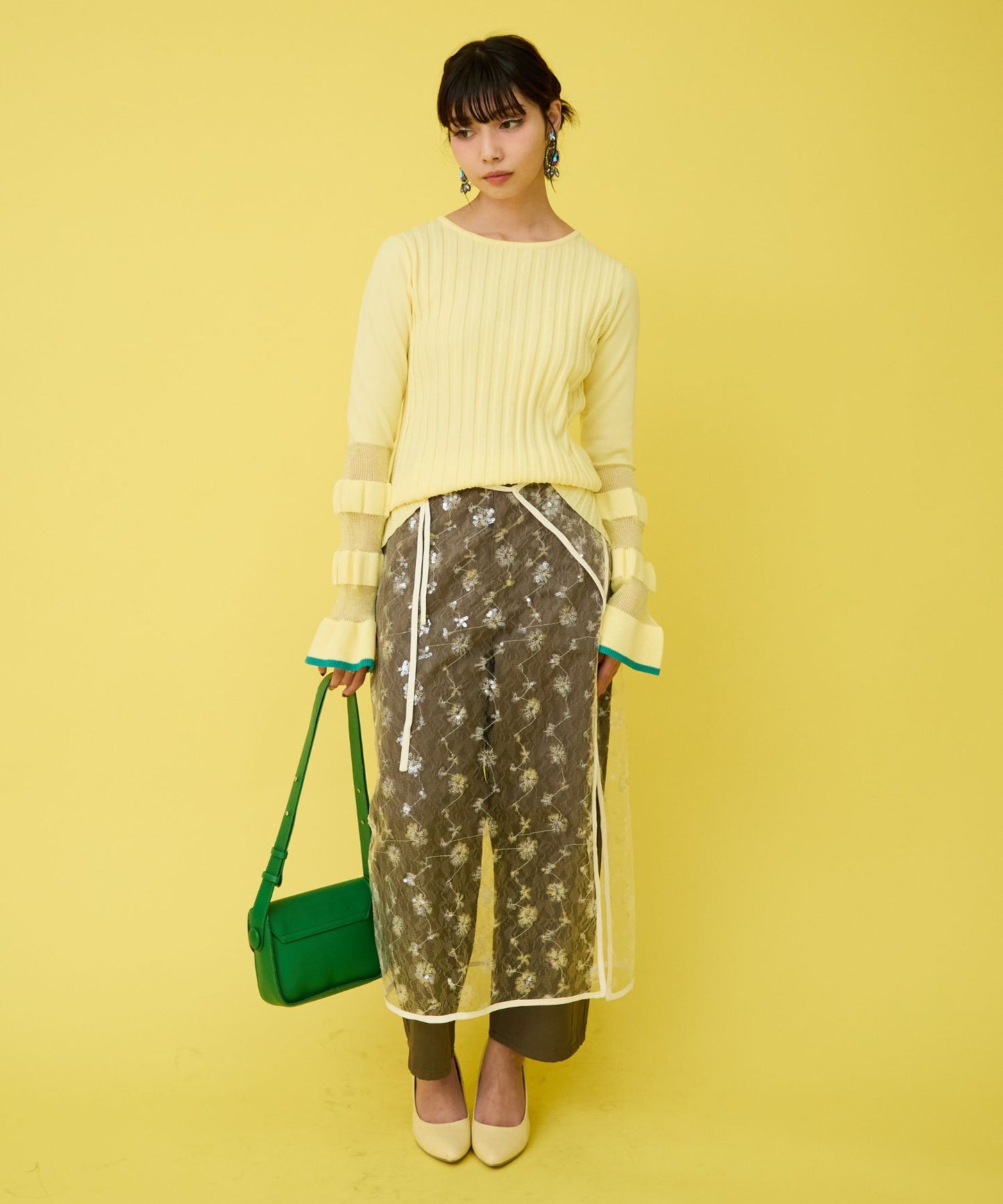 【FONT LAB】スパンコールレースラップスカート